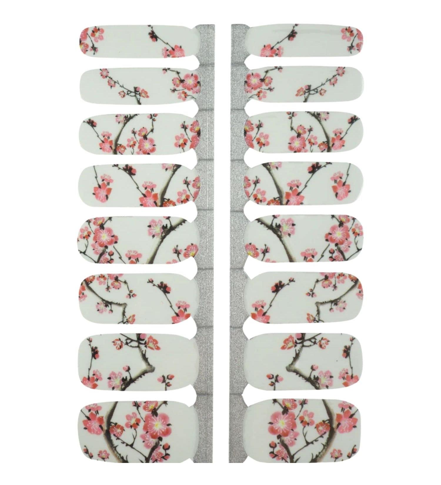 My nails nail foils pink flowers I 16 Ultra-D nne nail polish strip pattern/white/pink i self-adhesive premium nail art wraps i sticks to natural and lacquered acrylic gel & shellac nails