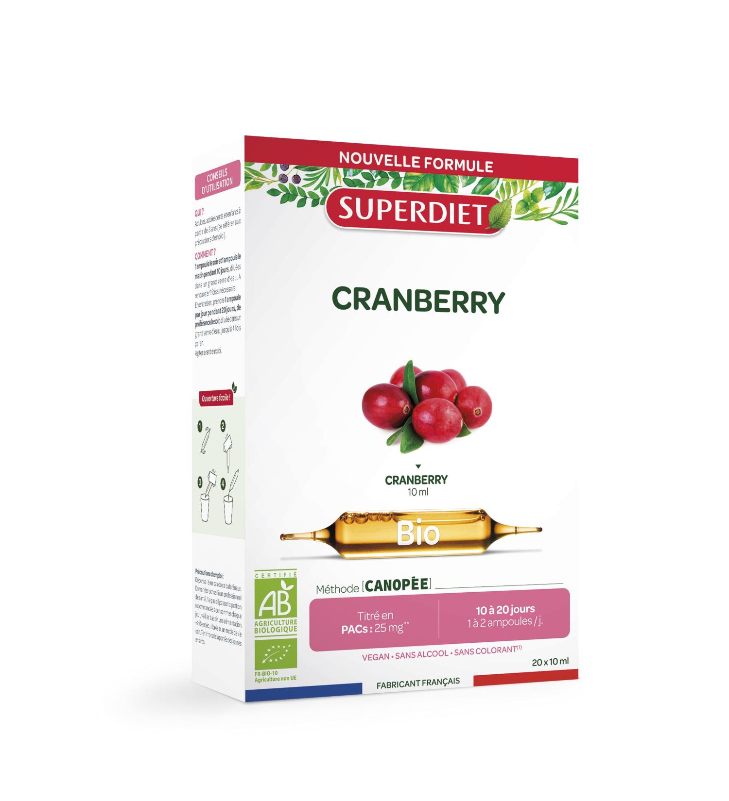 SuperDiet Cranberry Bio Urinary Comfort 20 ampoules of 10 ml or 200 ml - Buy Online on GoSupps.com
