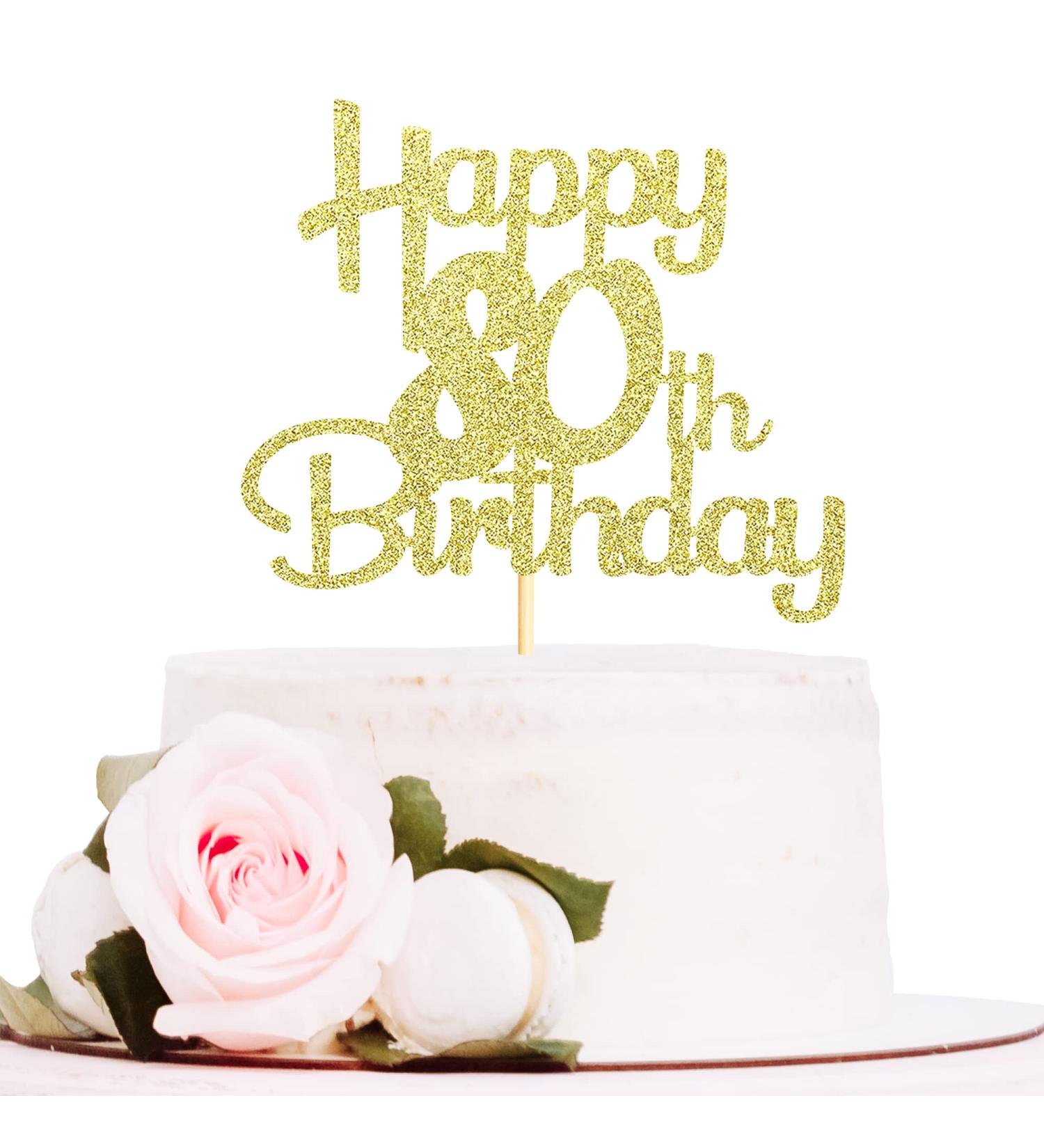 Sotpot Gold Glitter 80 Cake Topper 80th Birthday Cake Decorations for Birthday Party Anniversary Party Supplies 80th Cake Topper - Buy Online on GoSupps.com