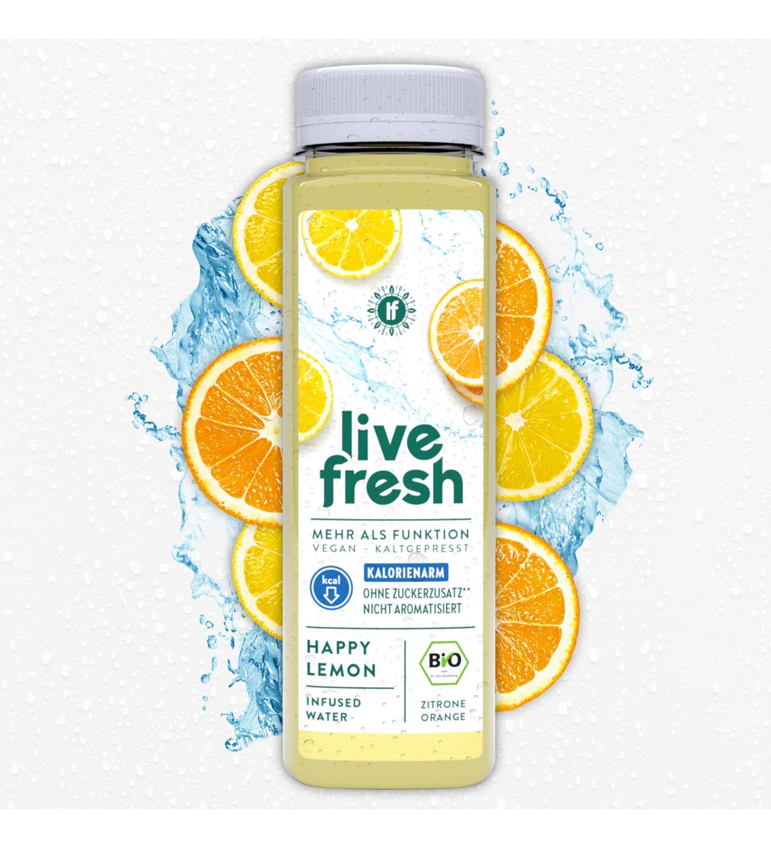 LiveFresh Happy Lemon - Organic Infused Water 6x250ml | Refreshing Flavor & Eco-Friendly | Buy Now! - Buy Online on GoSupps.com