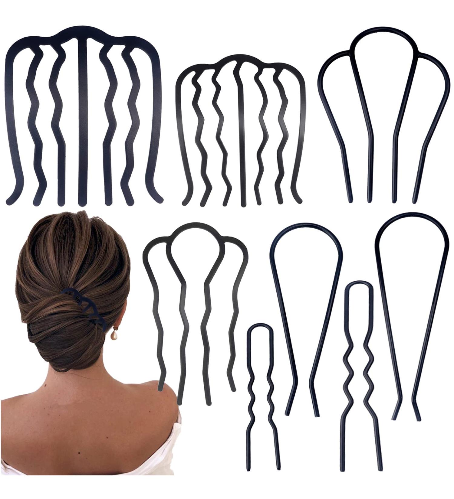 8 Piece French Style U Shape Hair Combs & Sticks Set for Vintage Hairstyles - Buy Online on GoSupps.com