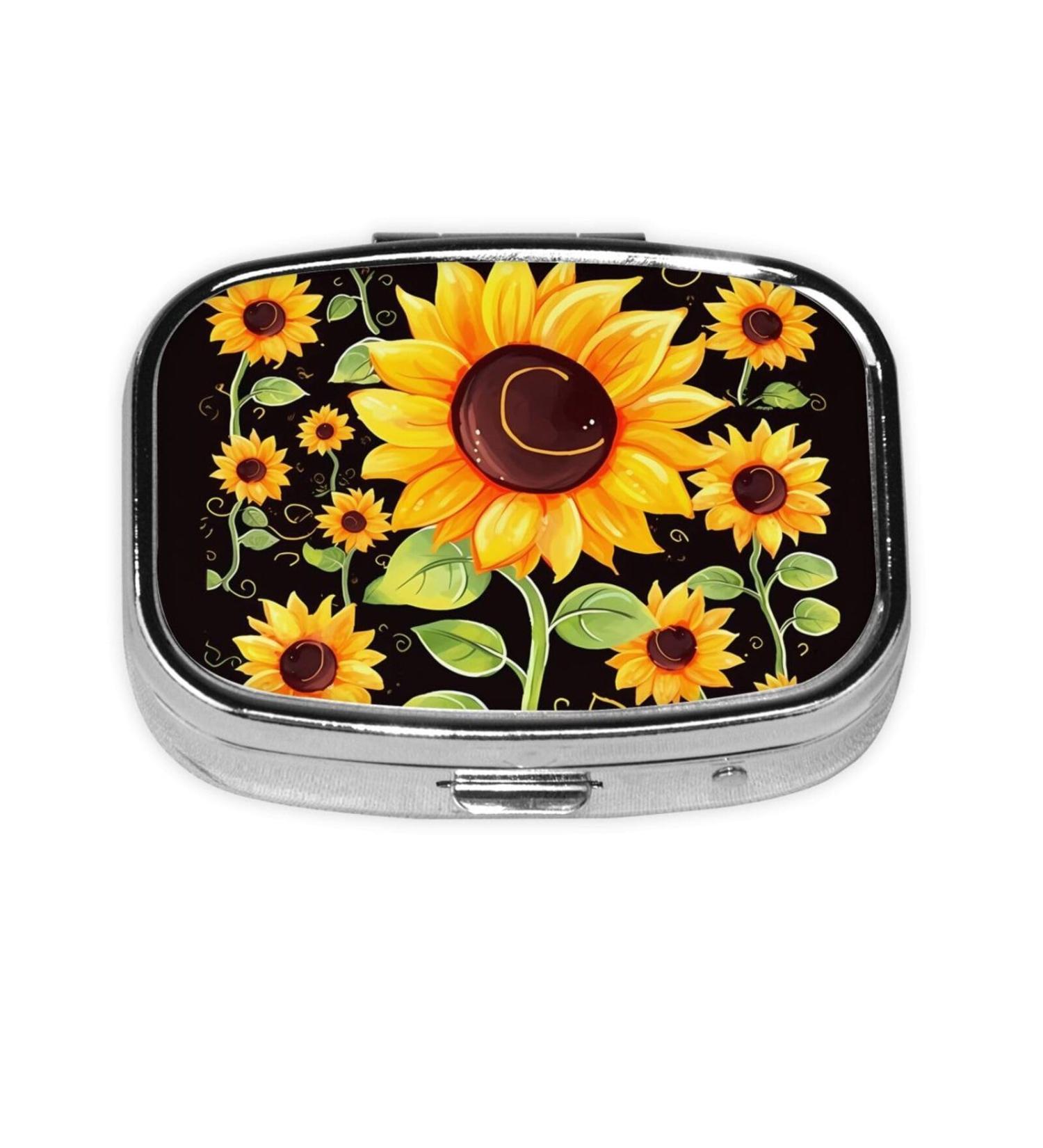 Buy Cute Sunflower 2 Compartment Pill Case | Travel Pill Organizer & Purse Pill Box | Perfect Gift - Buy Online on GoSupps.com