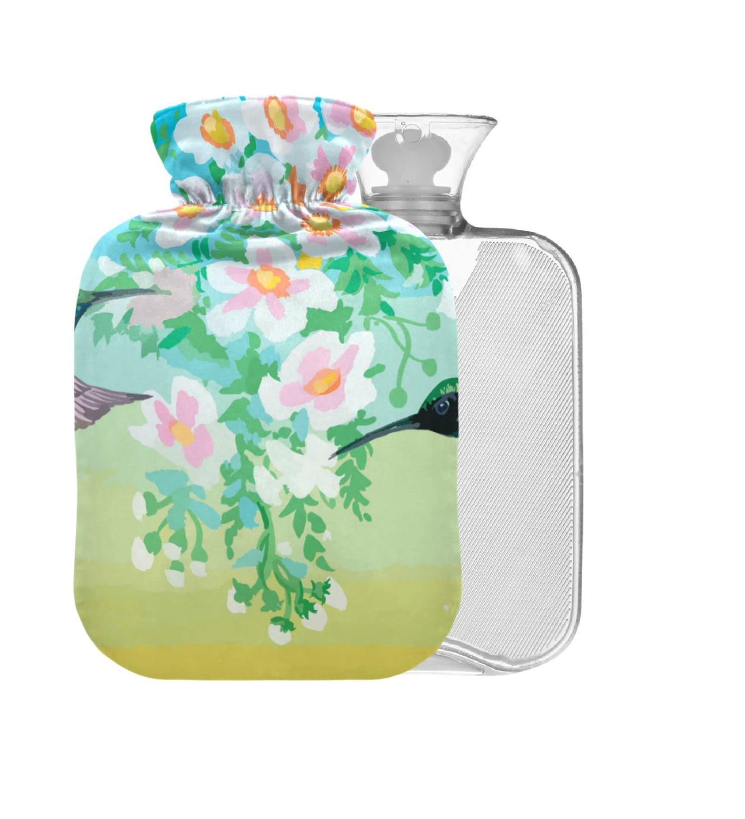 Bright Birds 1L Hot Water Bottle with Cover | BPA Free Small Hot Water Bag for Pain Relief & Cold Compress - Shop Internationally - Buy Online on GoSupps.com