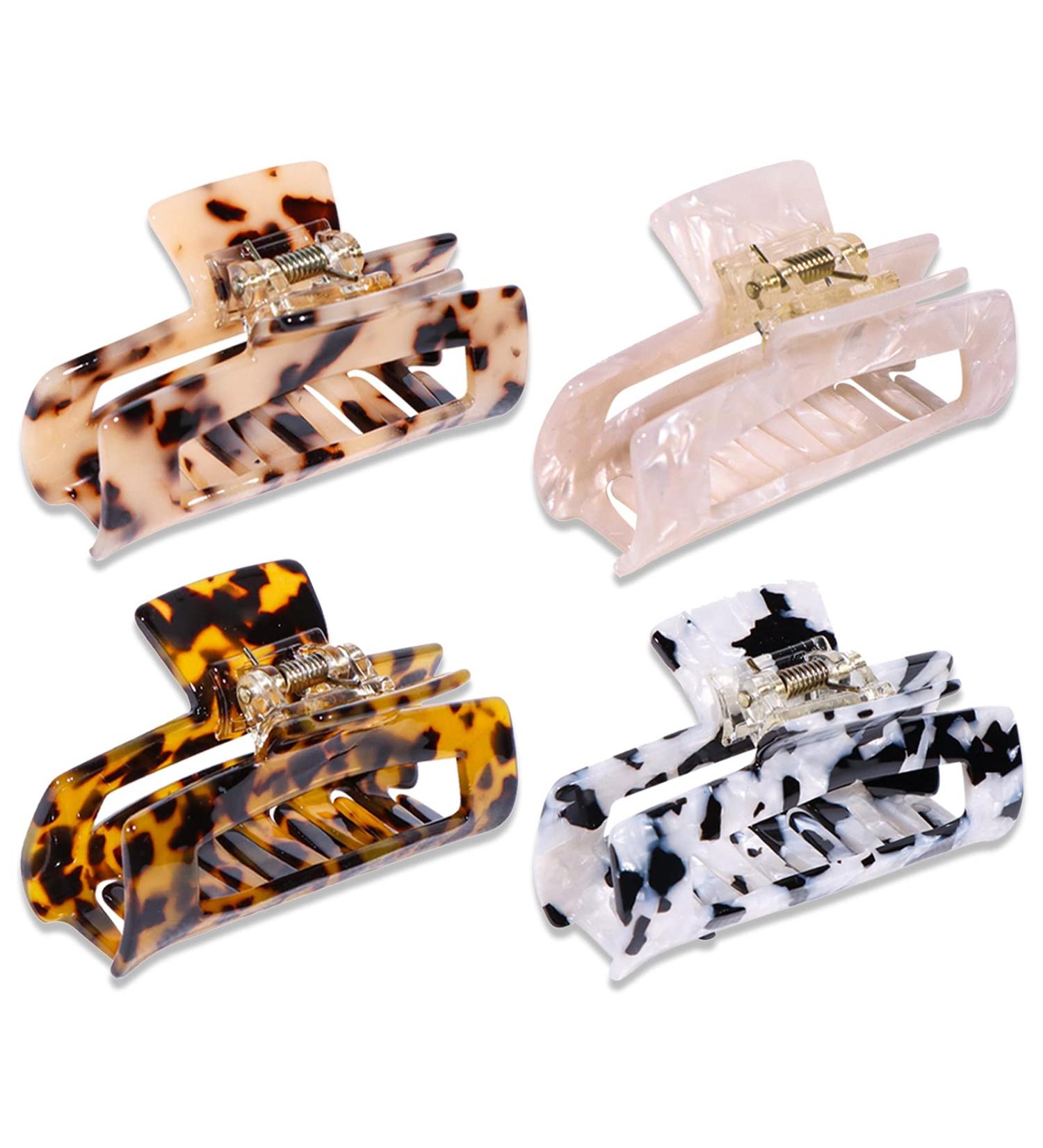 Magicsky 4PCS Leopard Print Hair Claw Clips - Stylish Hair Accessories for Women - Large Size Brown - Buy Online on GoSupps.com