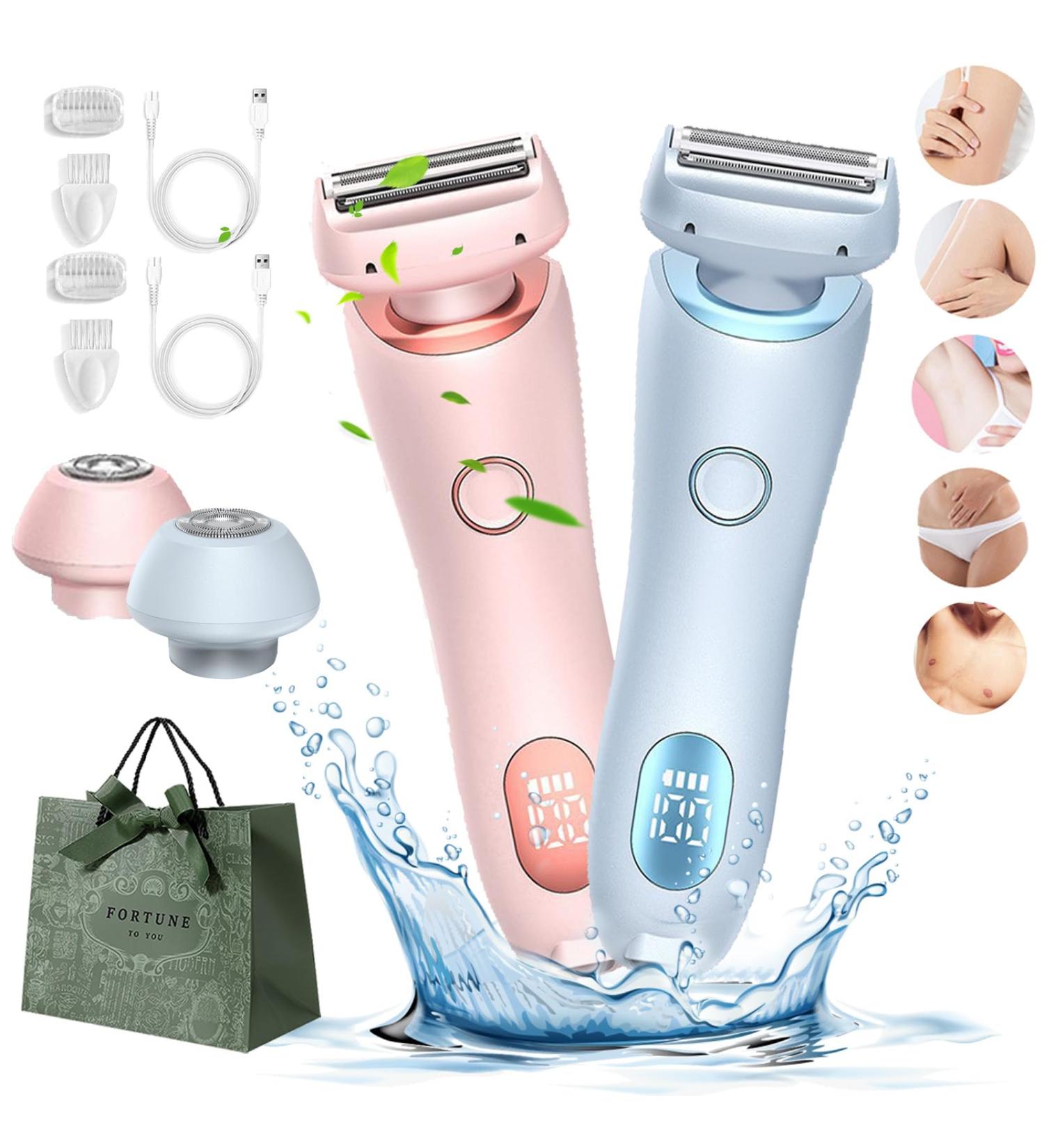 Duskofficial Razor The Glide Pro 3.0 razor Painless Shave Wet Dry Use Rechargeable with Detachable Head for Womens Legs Underarm Face Pubic Hairs (2PCS-1) - Buy Online on GoSupps.com