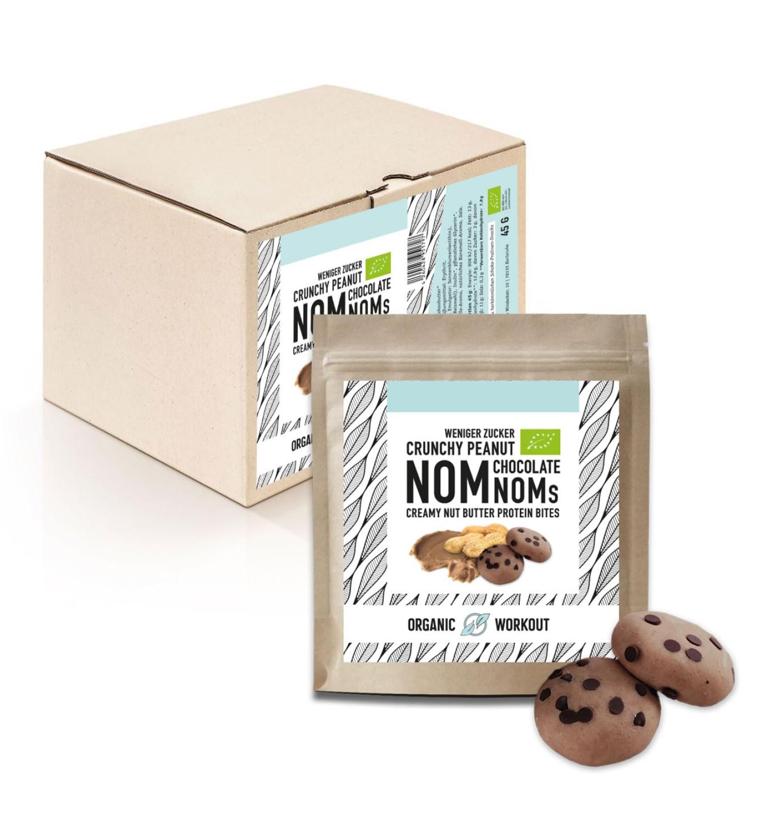 Crunchy Peanut Chocolate Nomnoms | Organic Vegan Protein Bites | Healthy Snack Bar Alternative | Gluten-Free 5-Pack - Buy Online on GoSupps.com