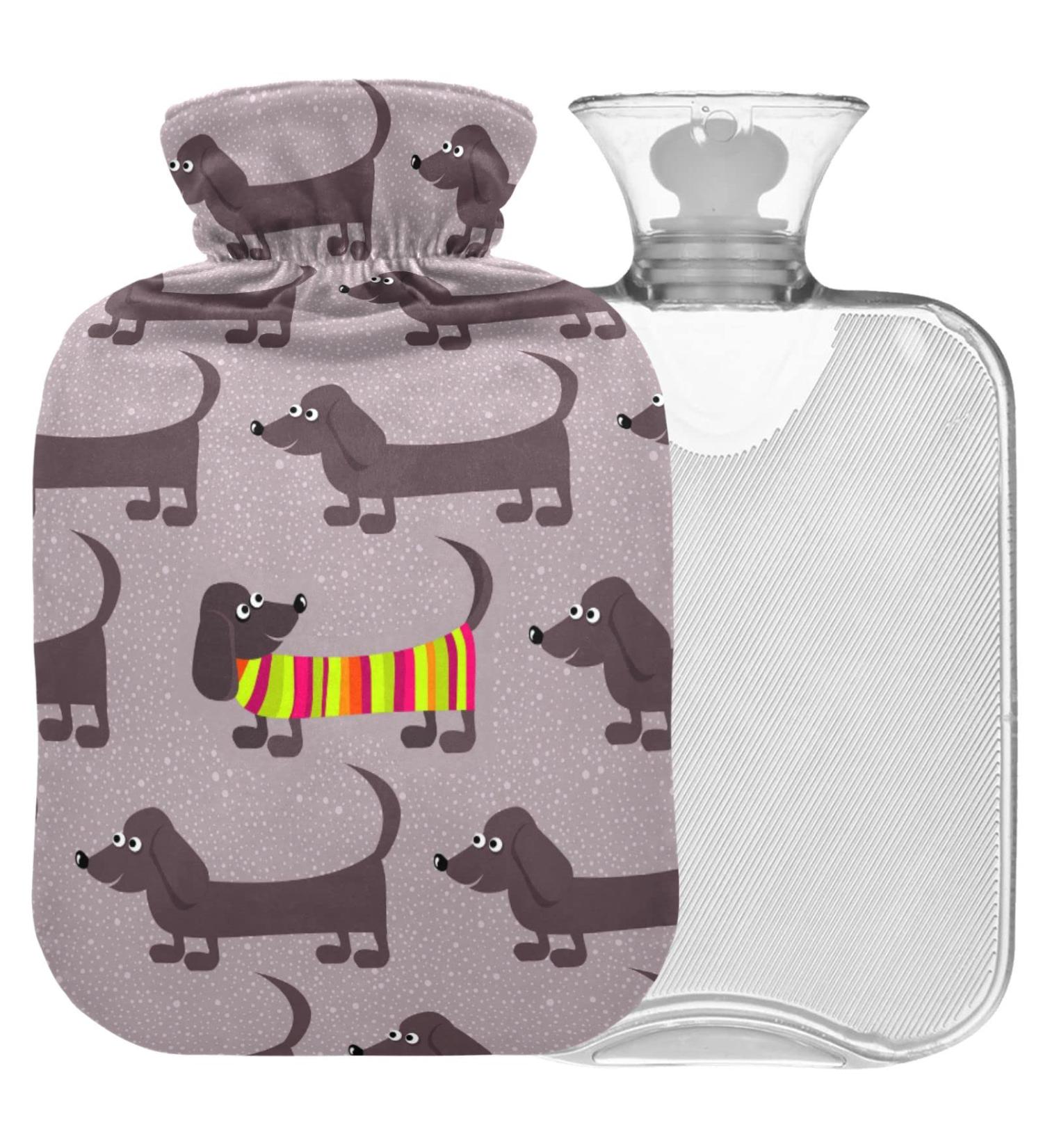 Shop Naanle 2L Transparent Hot Water Bottle with Dachshund Cover | Pain Relief & Warmth Therapy for Bed & Feet - Buy Online on GoSupps.com