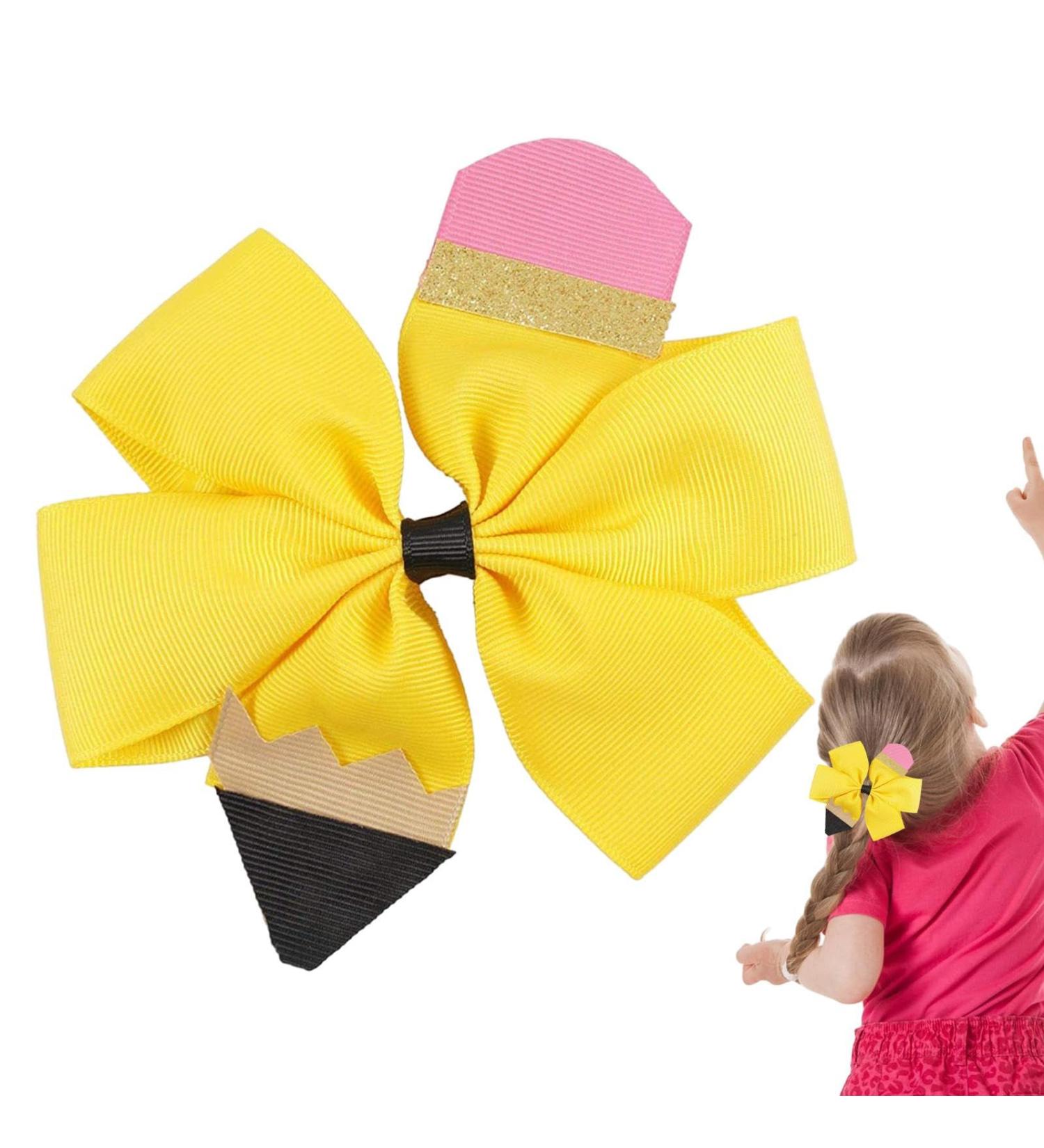 Girls Hair Bows Toddler Hair Clips - Back To School Hair Bows Clips Bow Design Non-slip And Stable Perfect for School Reunion Daily Wear Suanq Yellow - Buy Online on GoSupps.com