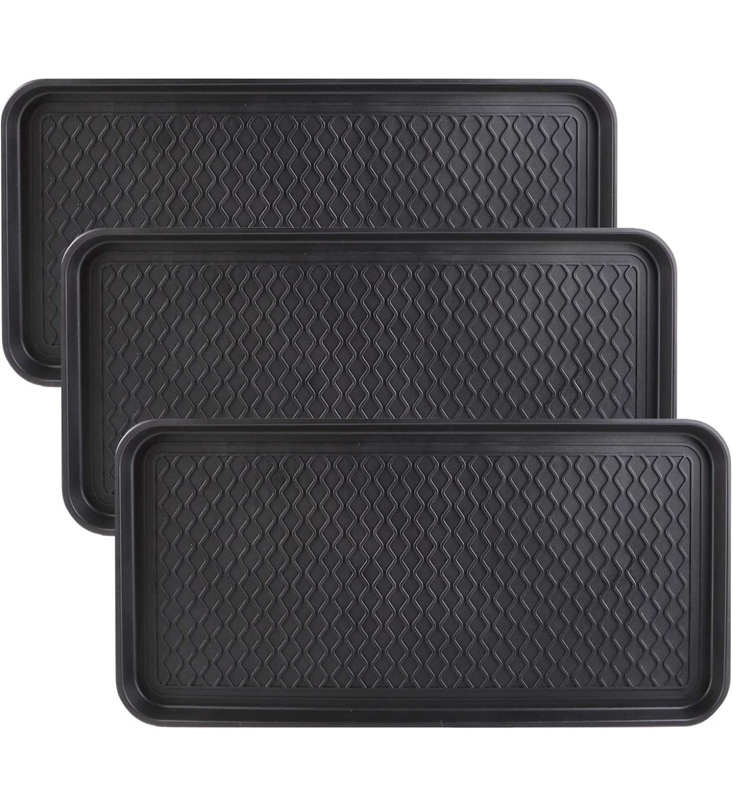 3 Pack Falflor Boot Trays for Entryway - Heavy Duty IndoorOutdoor Mats (Black) - 30x15 - Functional Pet Feeding Mat - Buy Online on GoSupps.com