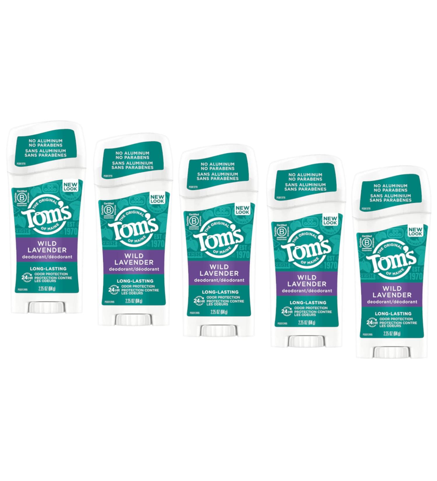 Tom's of Maine Natural Long-Lasting Lavender Deodorant Stick 2.25 Oz - Pack of 5 | Eco-Friendly Aluminum-Free International Shipping - Buy Online on GoSupps.com