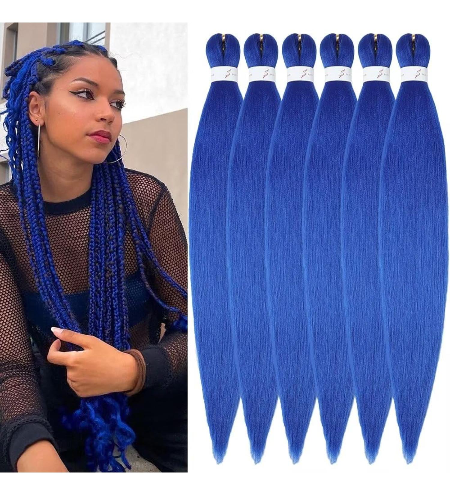 YDDM Pre Stretched 32 Inch Blue Braiding Hair Extensions - 6 Packs Jumbo Braids for Artistic Styles - Buy Online on GoSupps.com