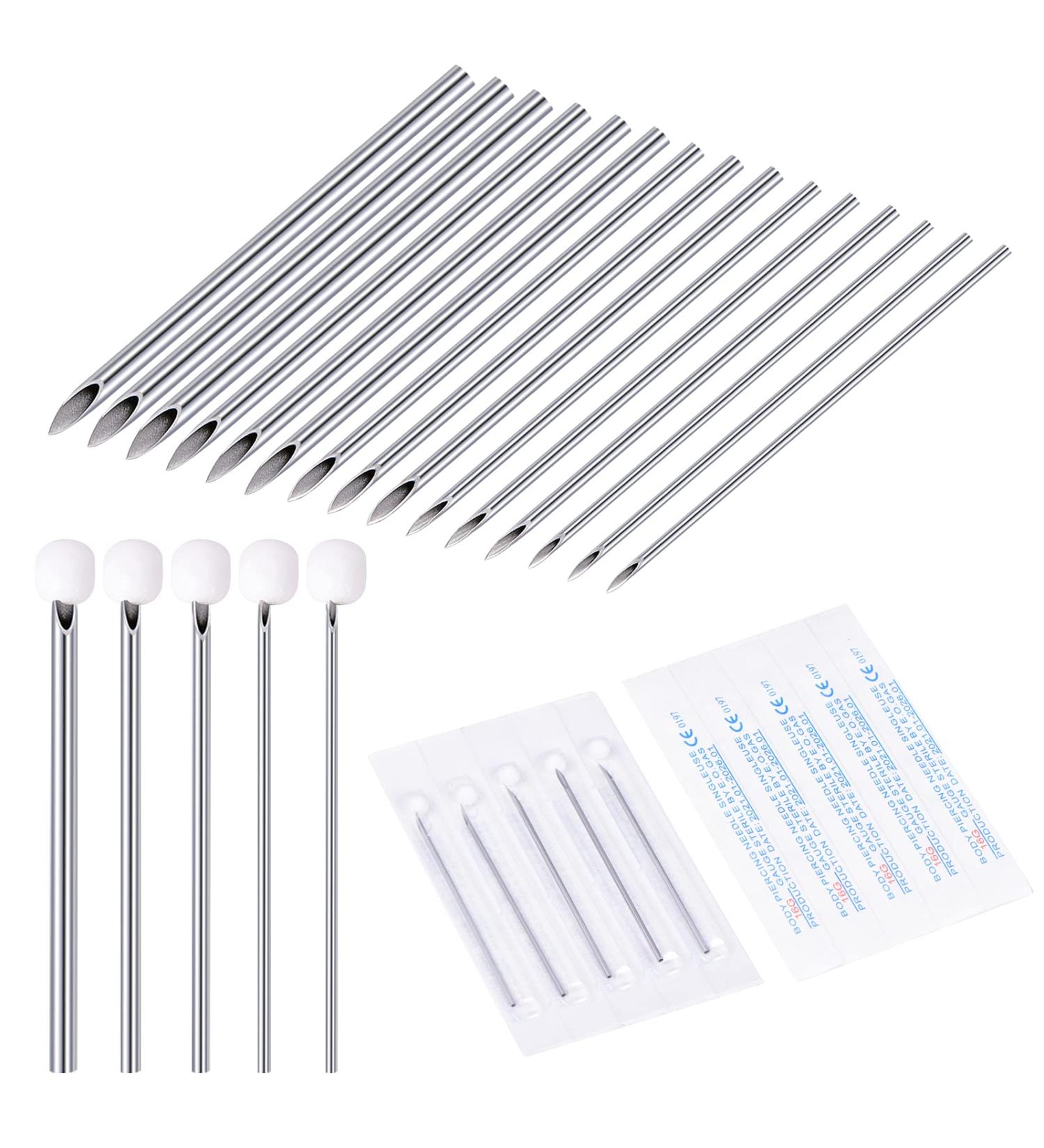 50PCS Mixed Body Piercing Needles | Sterilized Stainless Steel | Ear Nose Piercing Needles | 12G-20G | For All Body Piercings - Buy Online on GoSupps.com
