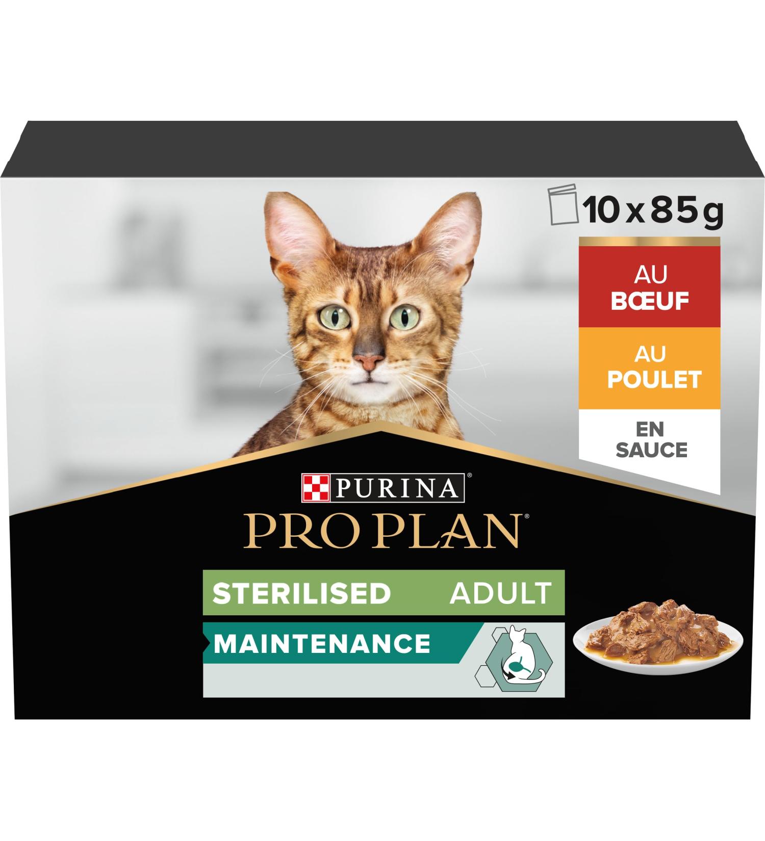 PRO PLAN Adult Sterilized Beef Chicken 10x85g - Buy Online on GoSupps.com