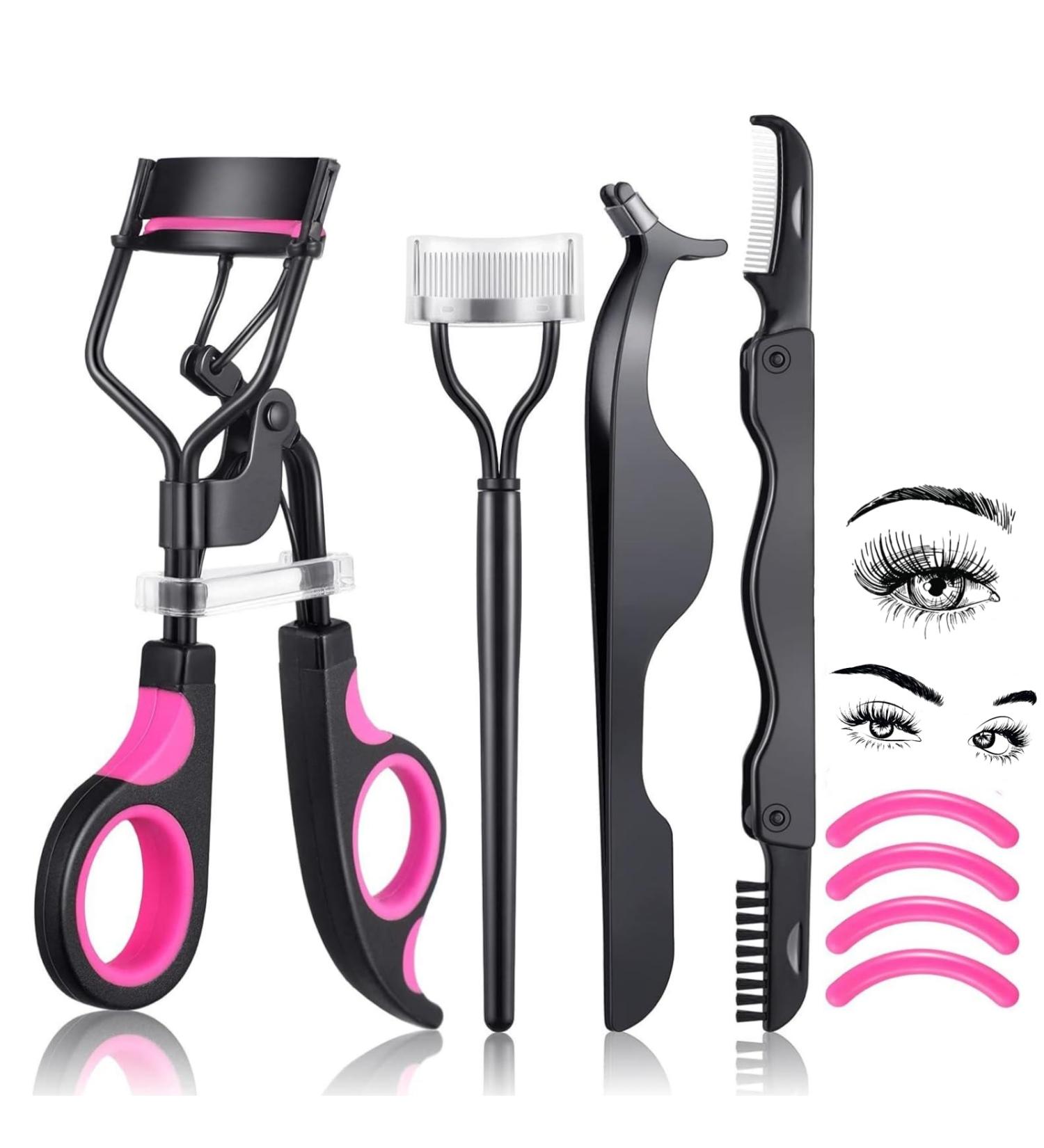 4 Piece Eyelash Curler Kit & Eyebrow Brush Set | Eyelash Comb Tweezers & Applicator Tool for Perfect Lashes - Shop Internationally - Buy Online on GoSupps.com
