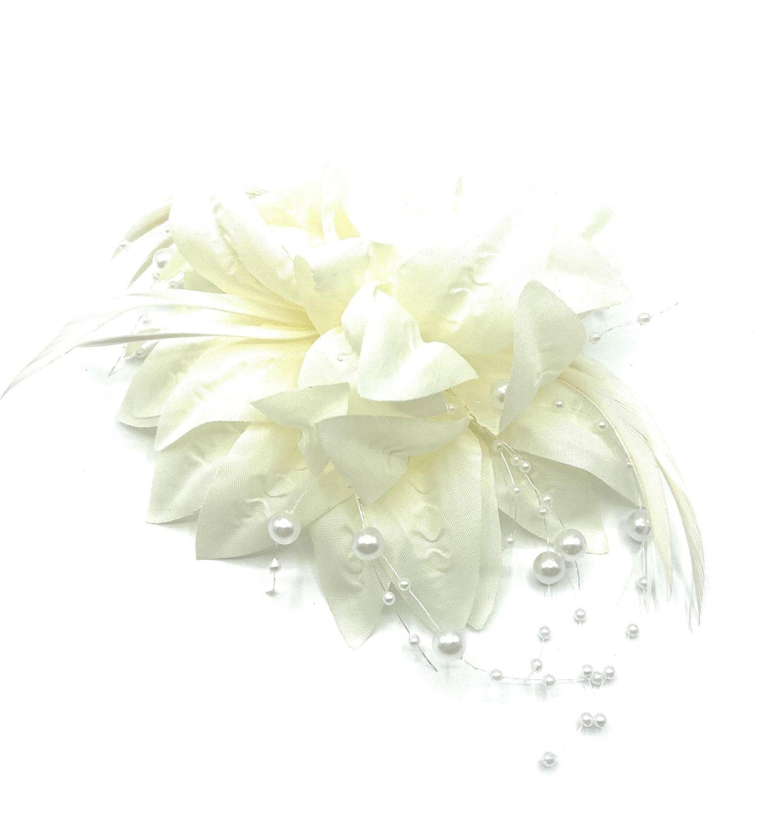 Ladies Ivory Feather Beaded Beak Clip Fascinator for Weddings, Races, Royal Ascot - Buy Online on GoSupps.com