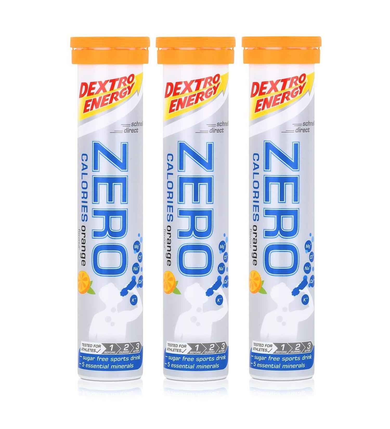 Dextro Energy Zero Calories Effervescent Tablets Orange flavour 80g (pack of 3)