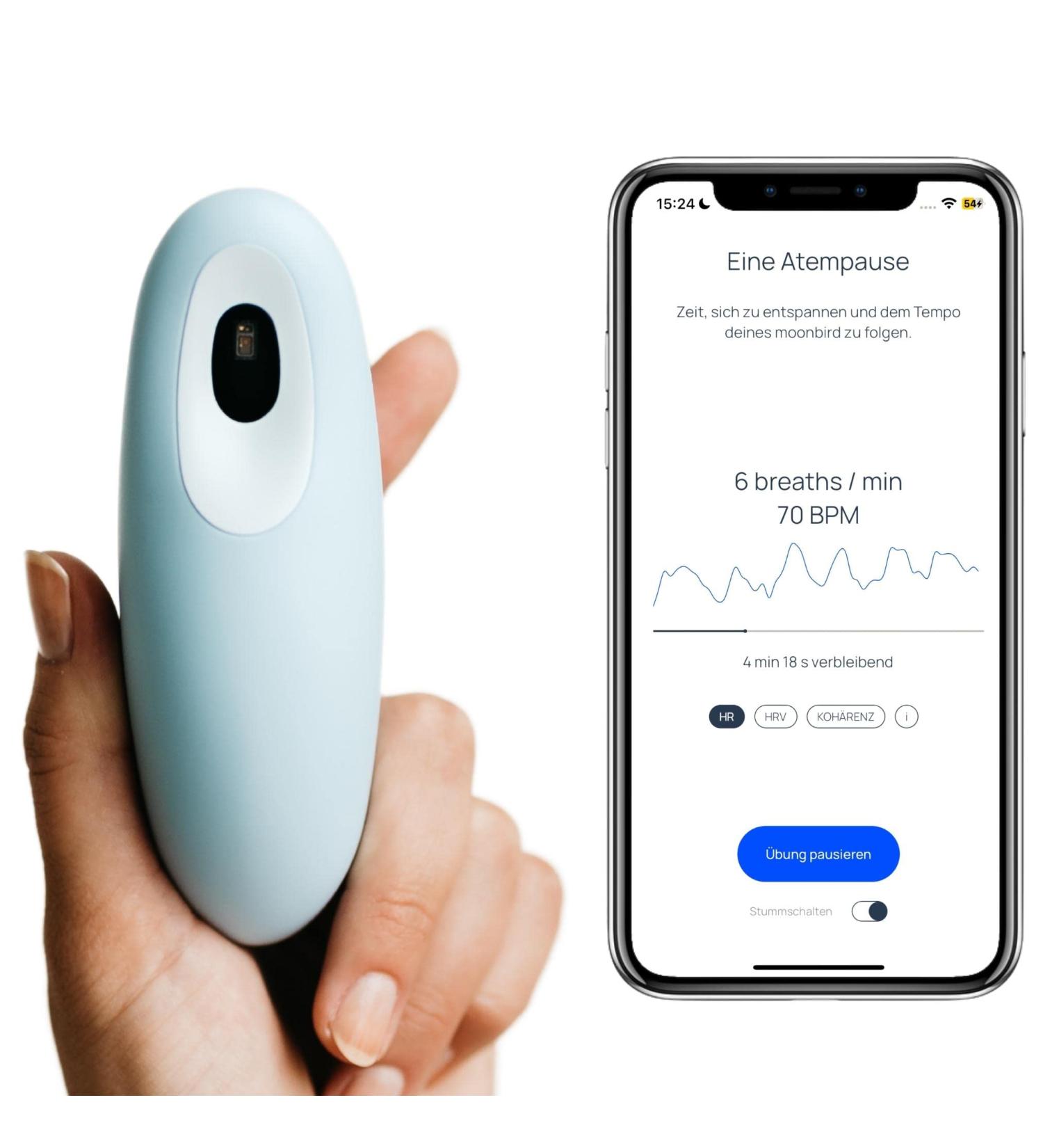 Moonbird Breathing & Meditation Device - Sky Blue Sleep Aid for Stress Relief & Fear Reduction - Buy Online on GoSupps.com