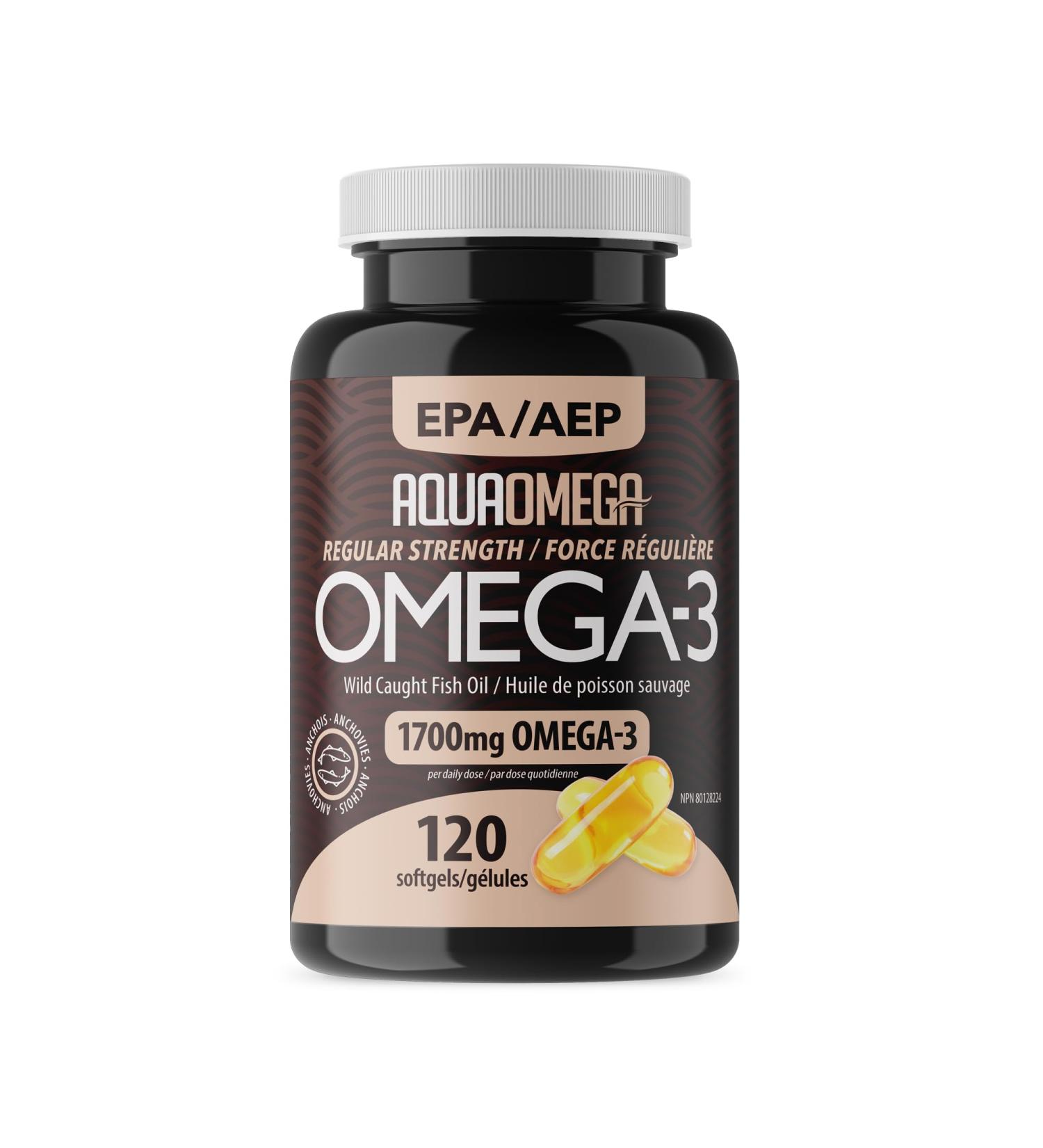 AquaOmega Regular Strength Omega-3 Fish Oil w/EPA and DHA - Omega-3 Supplements for Optimal Health Omega-3 Fish Oil Capsules 1700mg 120 Softgels 120 count (Pack of 1) - Buy Online on GoSupps.com