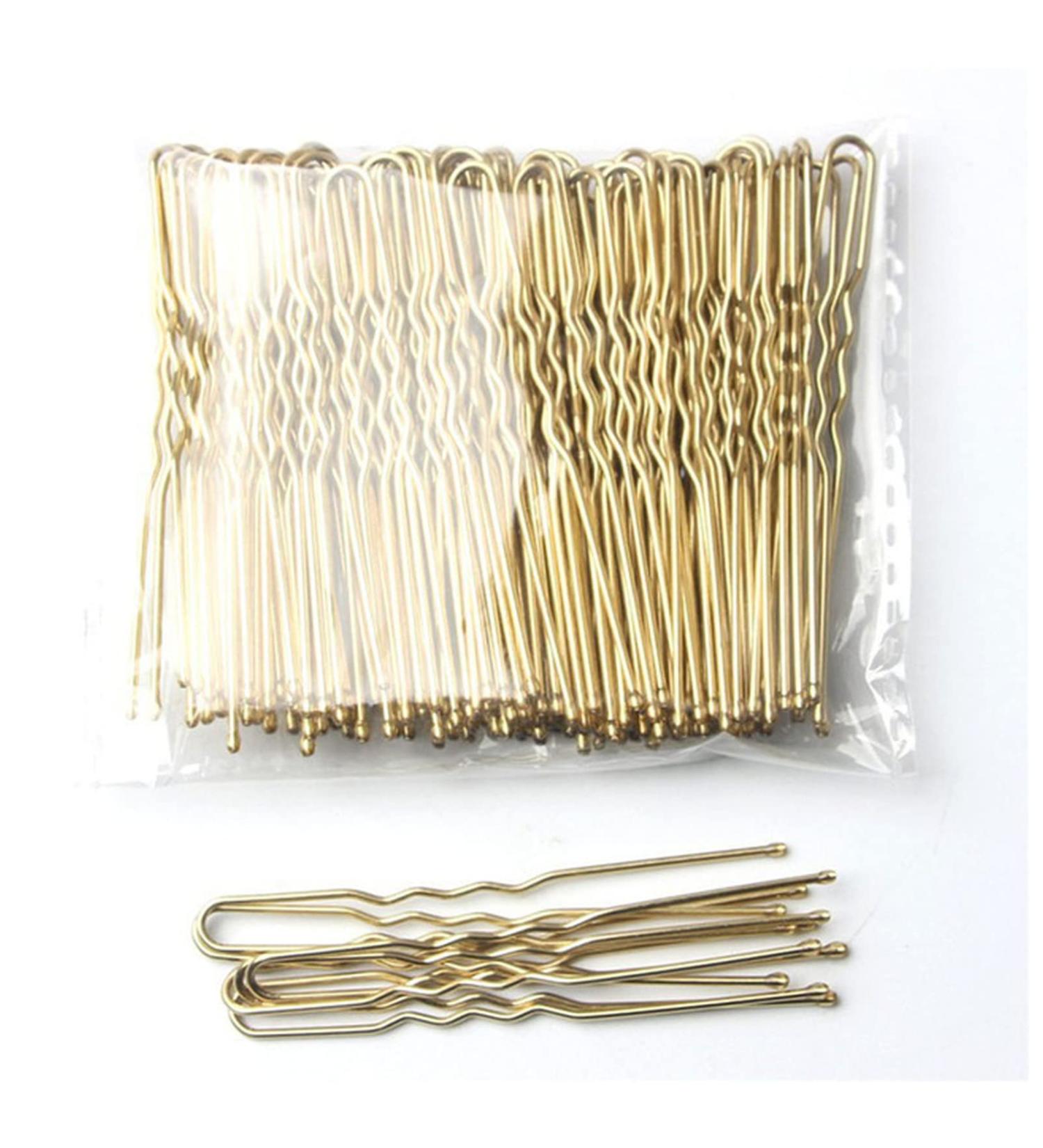 Hair Clips 50 pieces/bag 5 cm U-shaped alloy hairpin wavy hairpin simple metal hairpin hairpin bridal hairstyle tool hairpin Blue Hair Clips (Size : Gold) - Buy Online on GoSupps.com