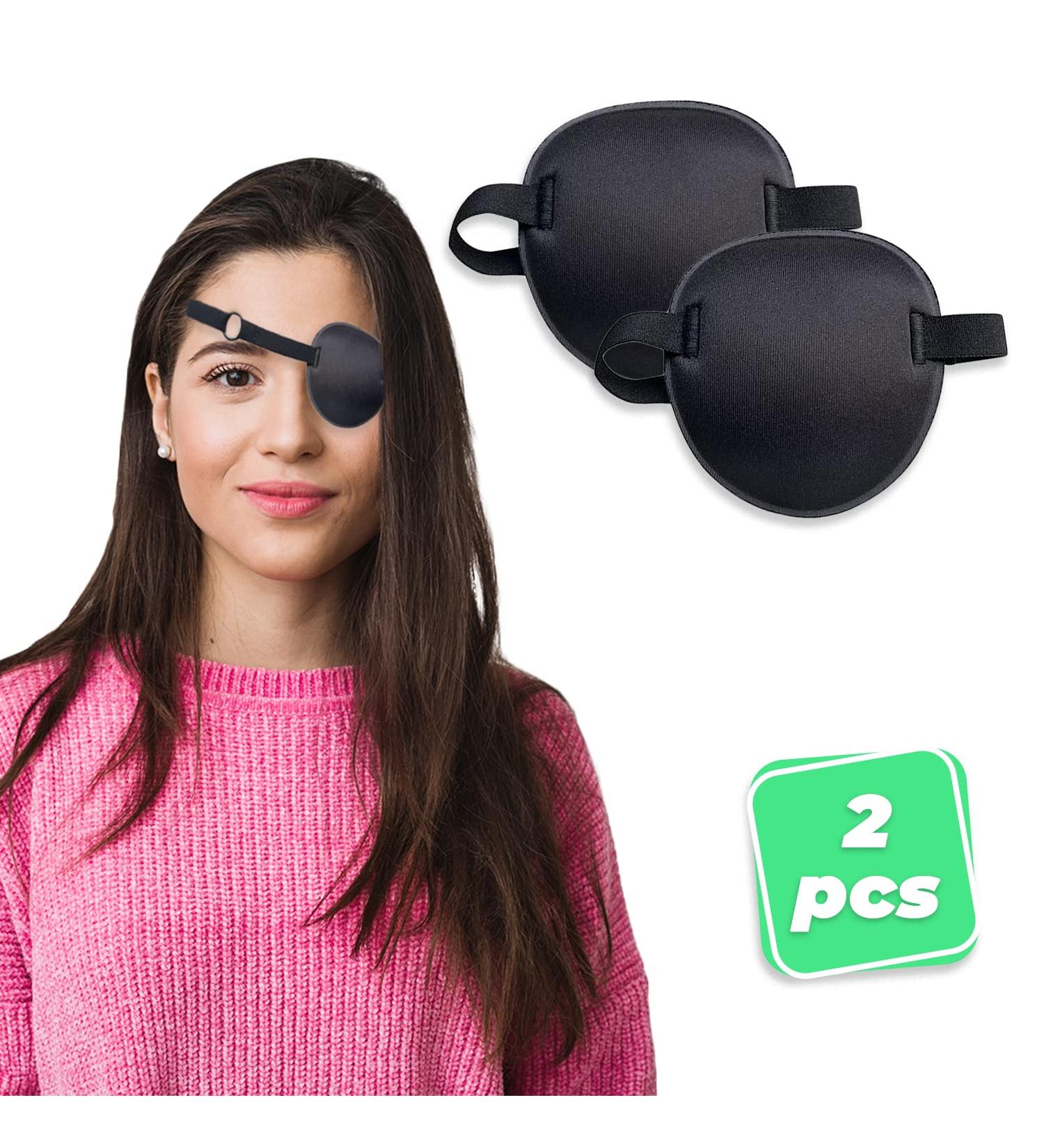 2 Black Adjustable Medical Eye Patches - Soft Neoprene, Comfortable Fit - Lazy Eye Patches for Left & Right Eyes - Adults & Kids - Buy Online on GoSupps.com