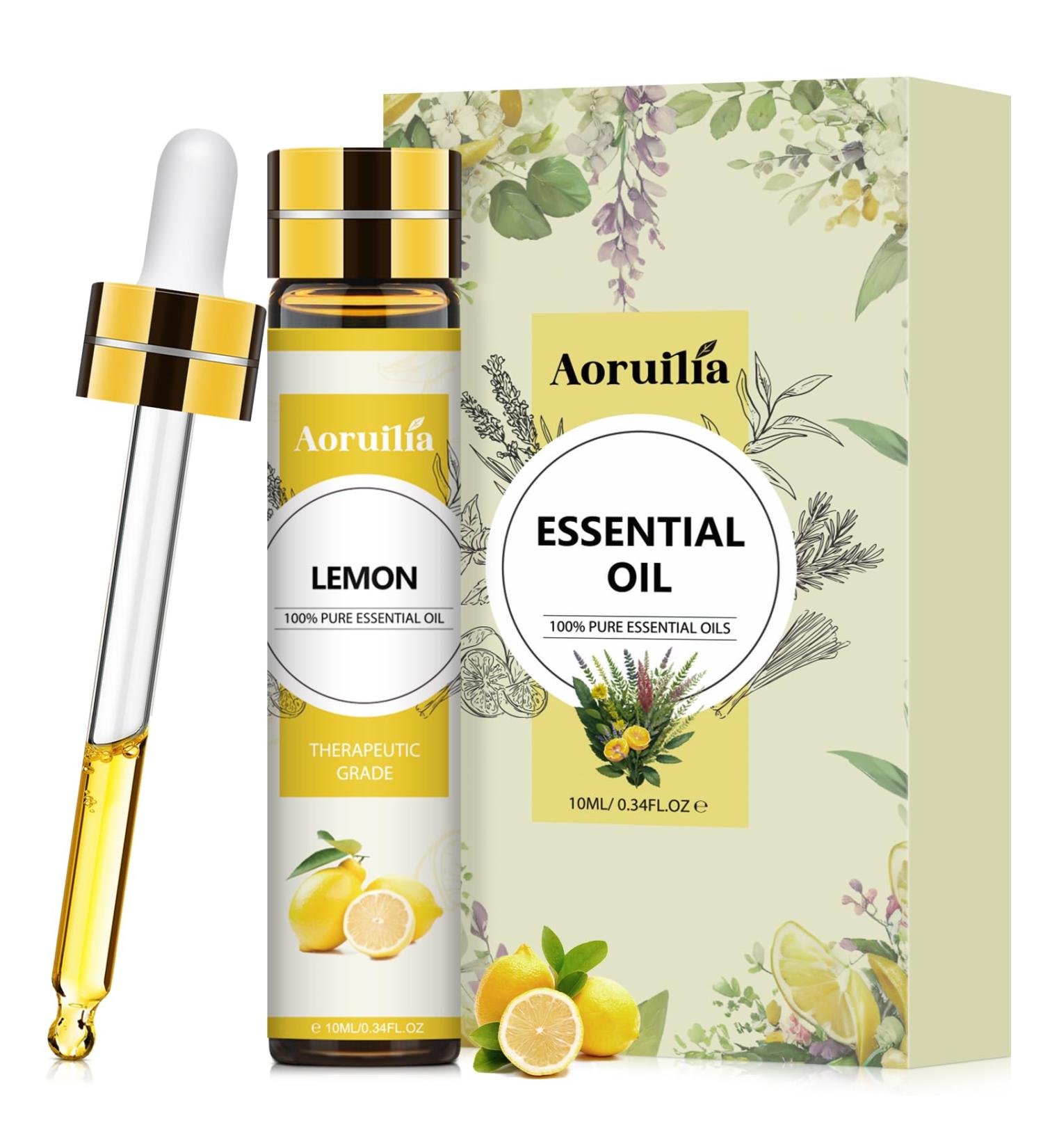 Aoruilia 10ml Lemon Essential Oil 100% Pure Premium Grade Lemon Oils for Diffuser Home Cleaning Aromatherapy Diffuser Spa Yoga Candle Making Lemon 10 ml (Pack of 1) - Buy Online on GoSupps.com
