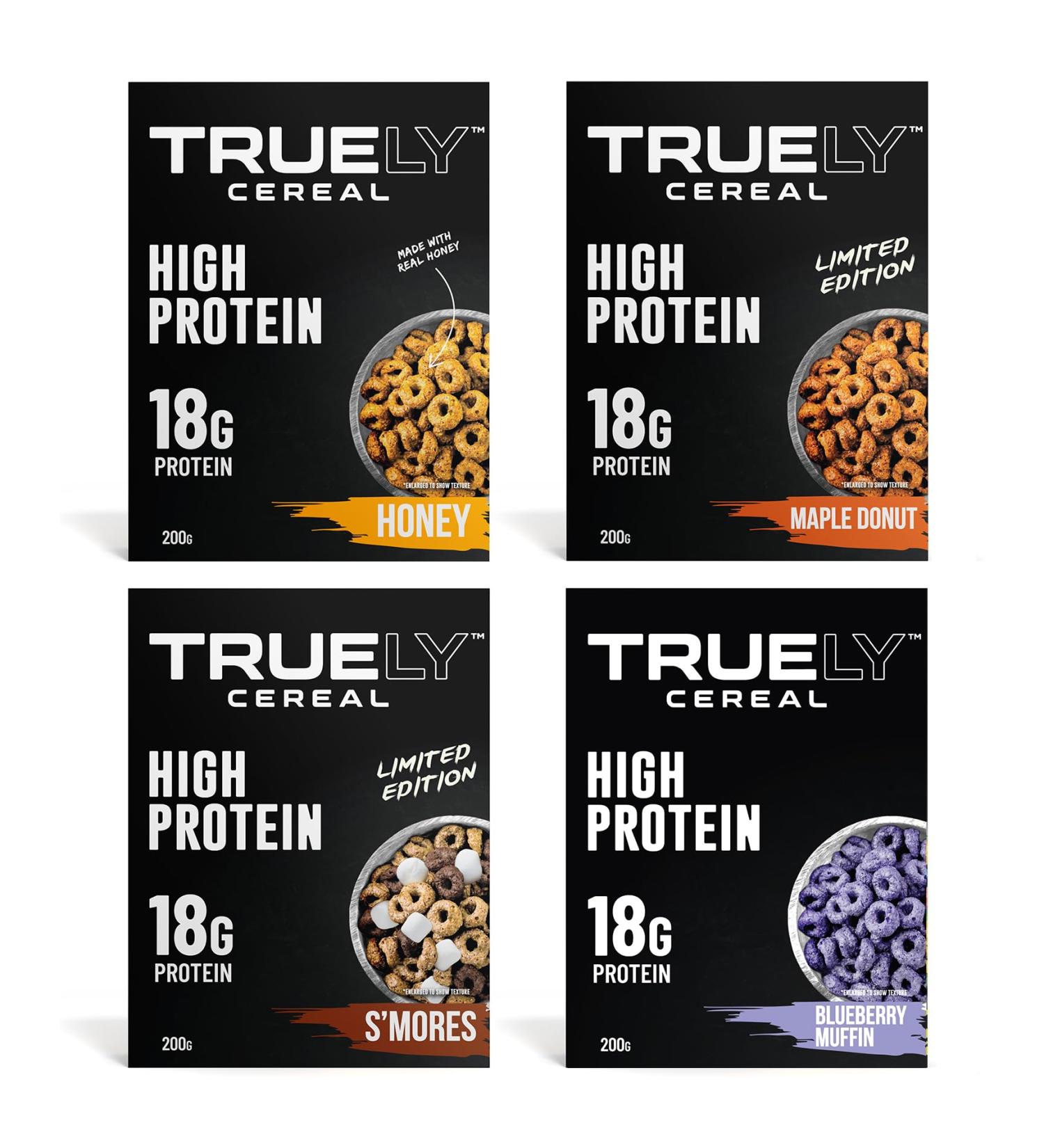 Truely High Protein Cereal Limited Edition Variety Pack of 4 Limited Edition Variety Pack