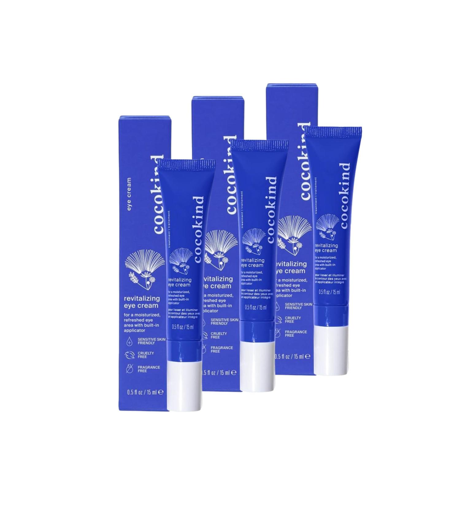 Cocokind Revitalizing Eye Cream | Soothing Cooling Metal Applicator Tip | Hydrate Depuff & Reduce Fine Lines and Wrinkles | Firmer and Brighter Looking Under Eye Area | 0.5 Fl Oz 3 Pack