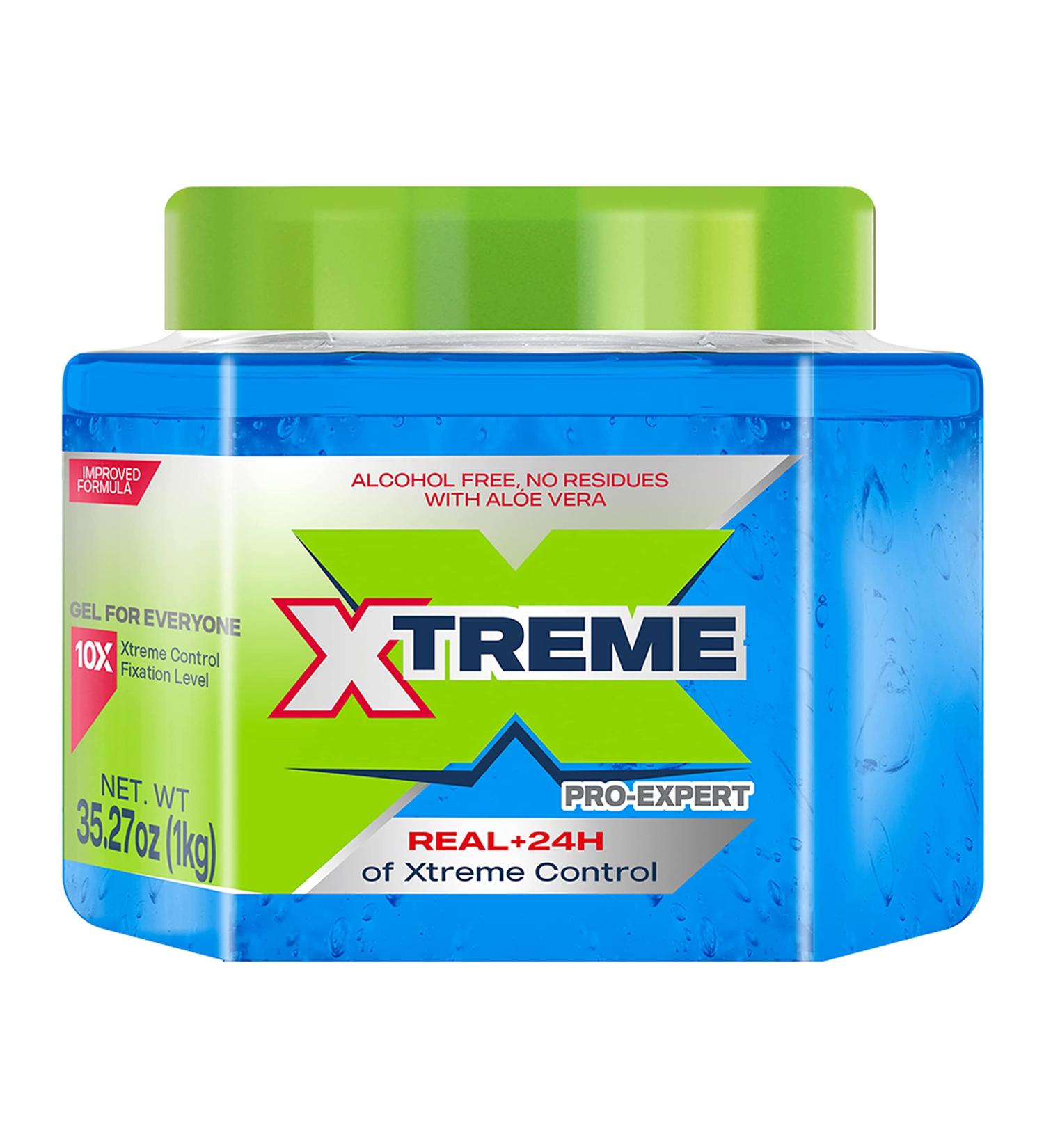 Xtreme Pro-Expert Blue Hair Gel 24-Hours Xtreme Control with Aloe Vera 35.27 oz Jar (Pack of 6) - Buy Online on GoSupps.com