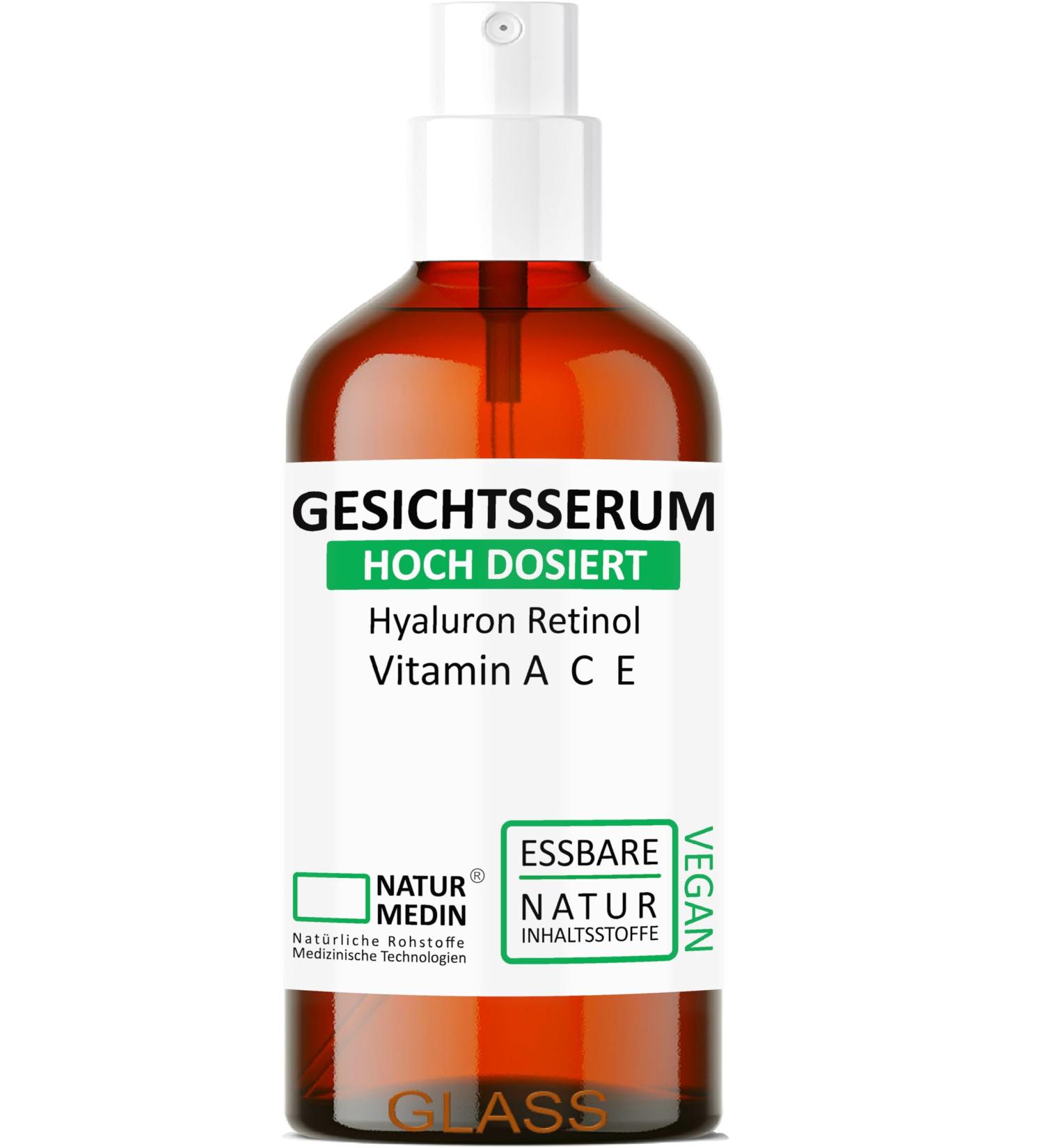 Buy Natural Rose Water Facial Serum 50ml - Edible Hyaluronic Acid Vitamins A C E & Retinol - 100% Natural in Spray Glass Bottle | Natural Medin  - Buy Online on GoSupps.com