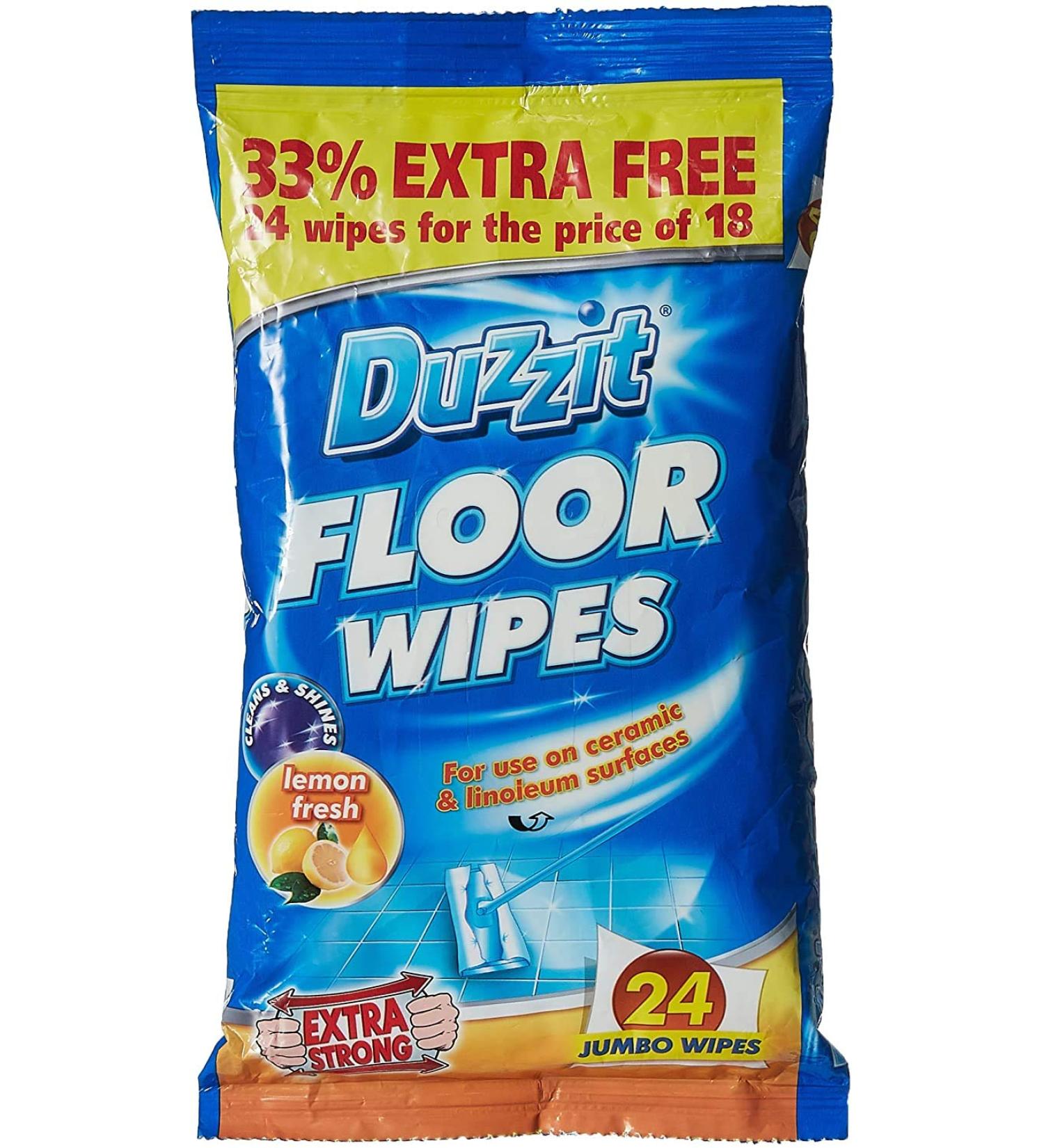 Duzzit 2 x Floor Wipes Cleaning for Ceramic and Linoleum Surfaces