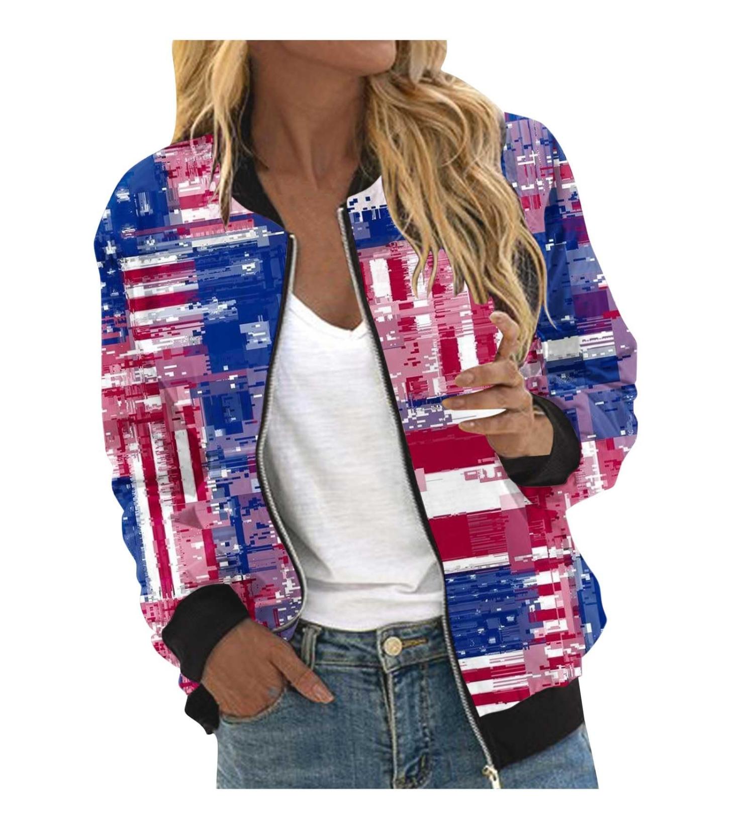 oelaio Women's Printed Cardigan Jacket Zippered Jacket Long Sleeved Casual Jacket Jacket Purple Small - Buy Online on GoSupps.com