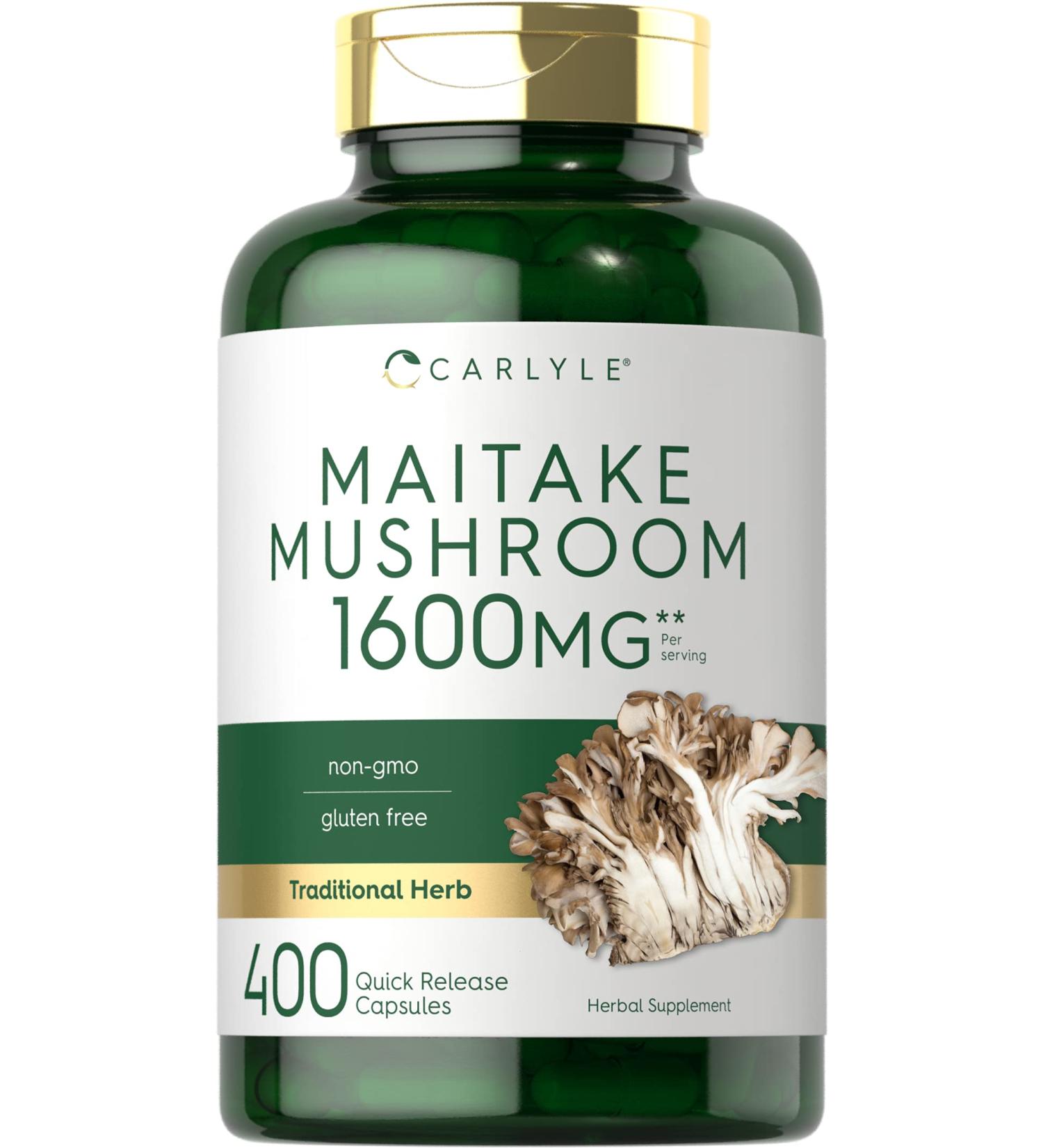 Carlyle Maitake Mushroom Capsules 1600mg 400 Count - Non-GMO & Gluten Free Supplement - Buy Online on GoSupps.com