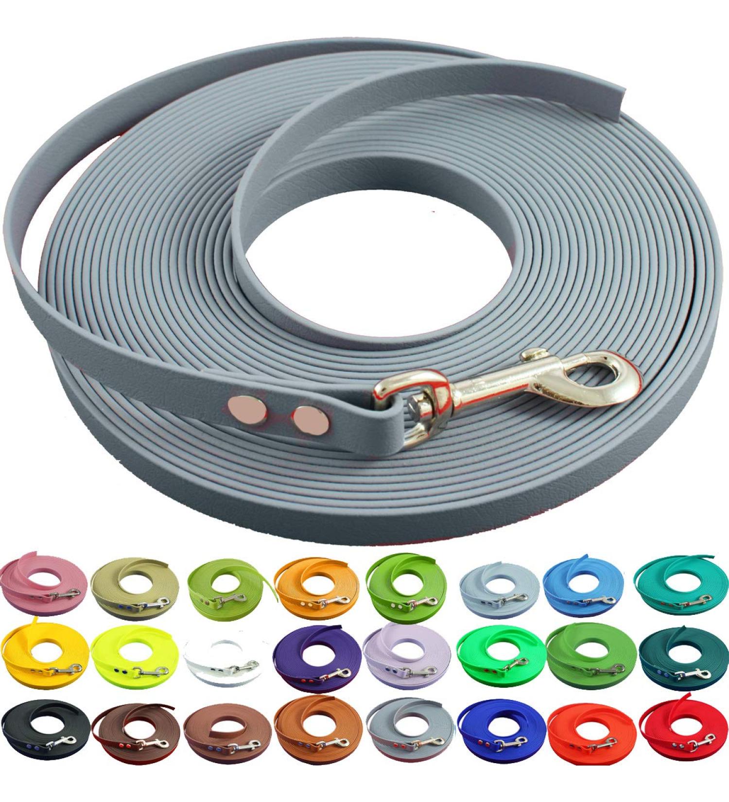 Bio-Line Light 9mm Biothane Tow Leash for Small Dogs - 3 to 25m Dirt & Water-Repellent 3m Gray - Buy Online on GoSupps.com