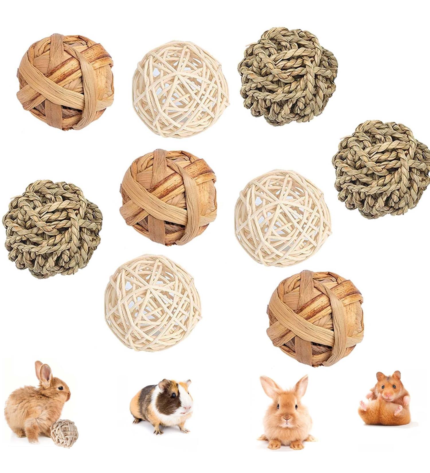 9PCs Kaub lle f r Kleintiere | Kieletzeiten Hasen Spielzeug Rattan & Weidenb lle - Zahnspielzeuge f r Kaninchen & Hamster - Buy Online on GoSupps.com