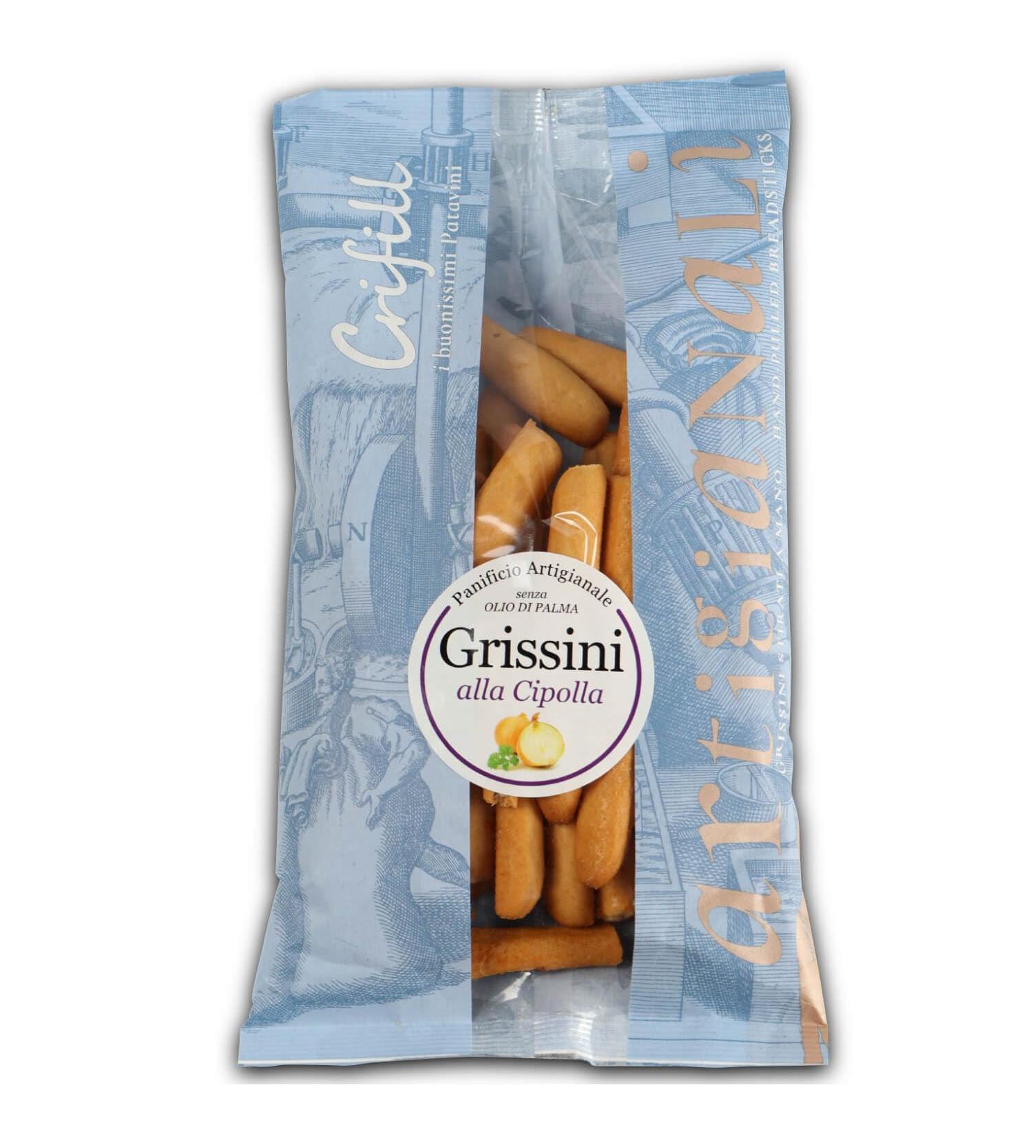 Crifill Handmade Grissini with Onions Italian Breadsticks Snack 200g Onions 200 g (1 pack)