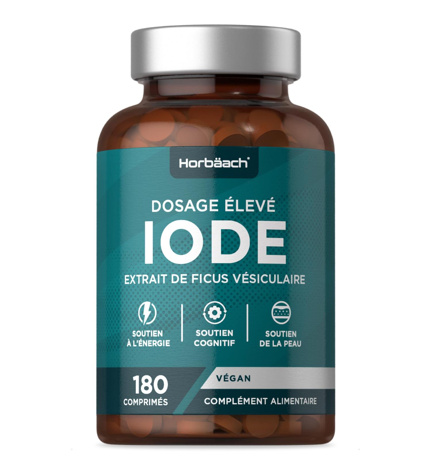 Iodine 150 mcg | 180 Vegan Tablets | Iodine Dietary Supplement with Selenium | Iodine | by Horbaach - Buy Online on GoSupps.com
