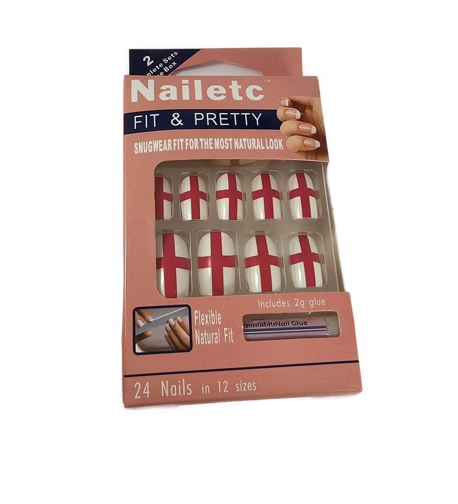 England Flag False Glue On Nails Set World Cup Football Boxed St Georges Flag