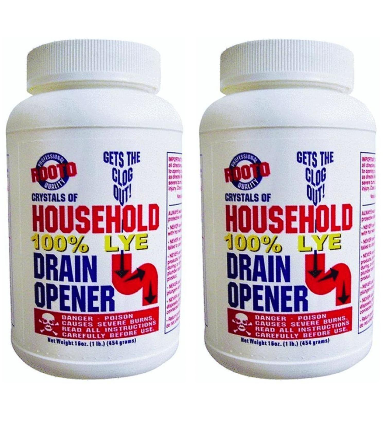 Rooto 1030 Drain Cleaner With Lye, 1 lb, 2 Piece