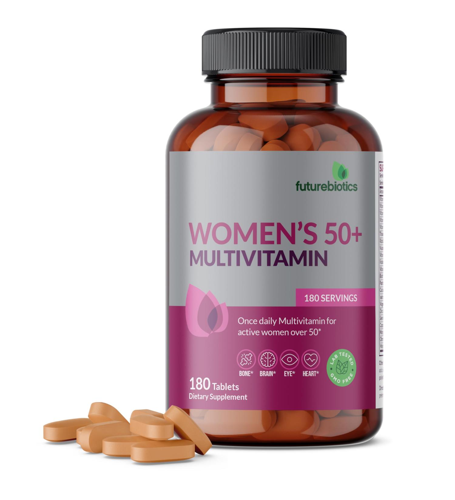 Futurebiotics Women's 50+ Multivitamin Once Daily Multivitamin for Active Women Over 50 Non-GMO 180 Tablets - Buy Online on GoSupps.com