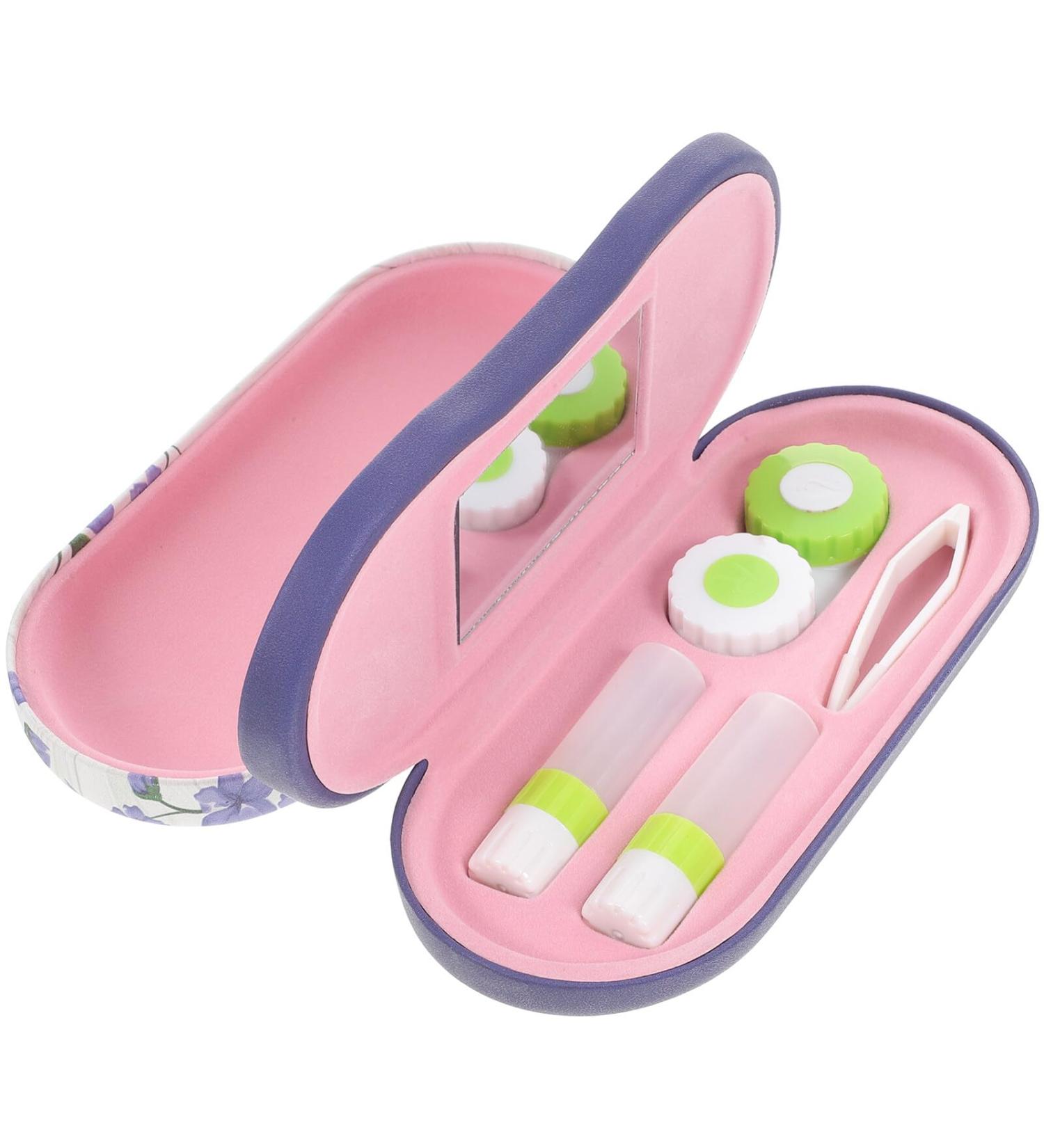 COHEALI Double Glasses & Contact Lens Case with Mirror & Tweezer - Purple | Travel-Friendly & Stylish Accessories - Buy Online on GoSupps.com