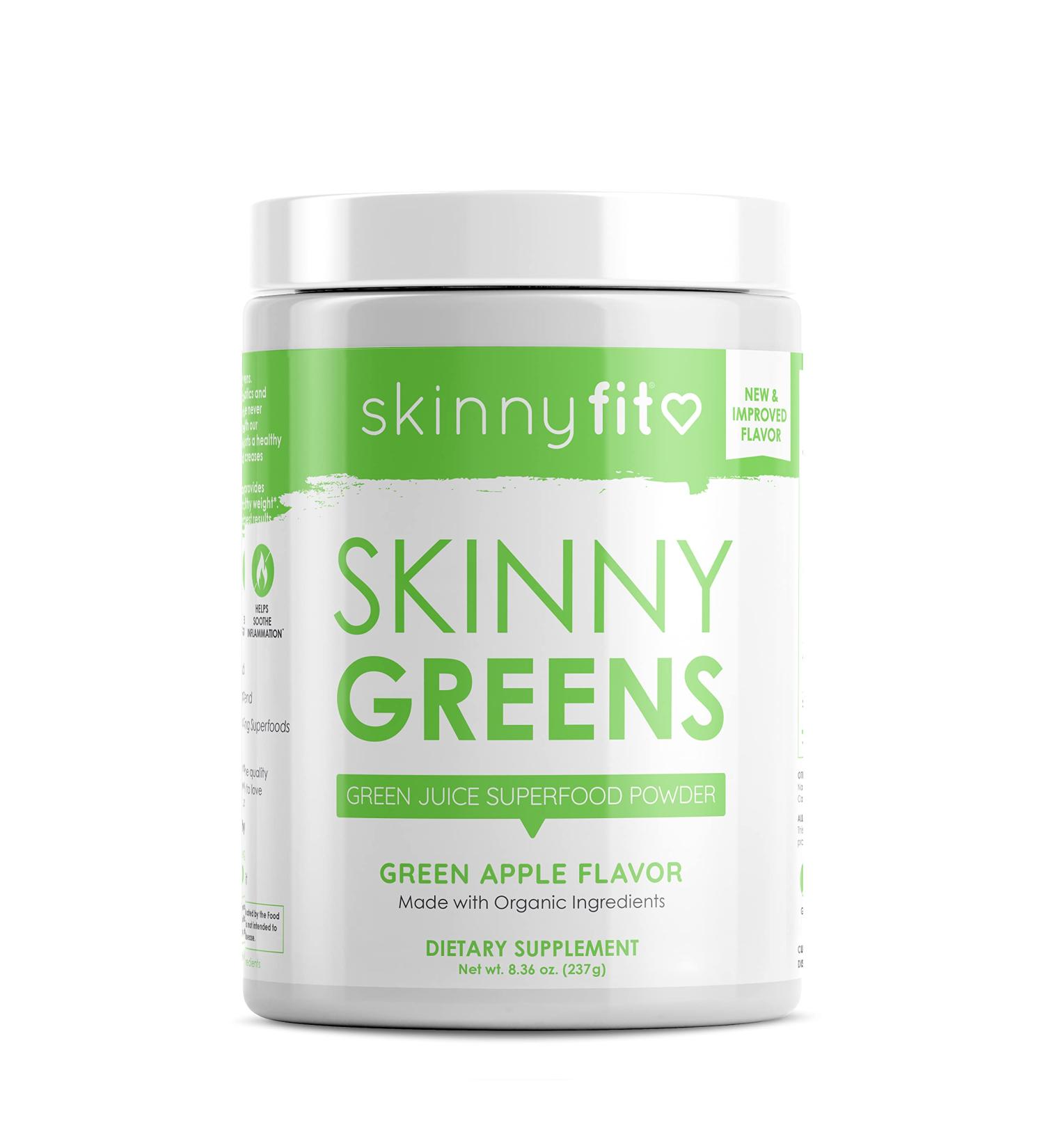 SkinnyFit Skinny Greens  Green Juice Superfood Powder  Green Apple Flavor  Support Weight Loss  Natural Energy & Focus  Reduce Bloating  Helps Reduce Inflammation  Spirulina  Chlorella  30 Servings - Buy Online on GoSupps.com
