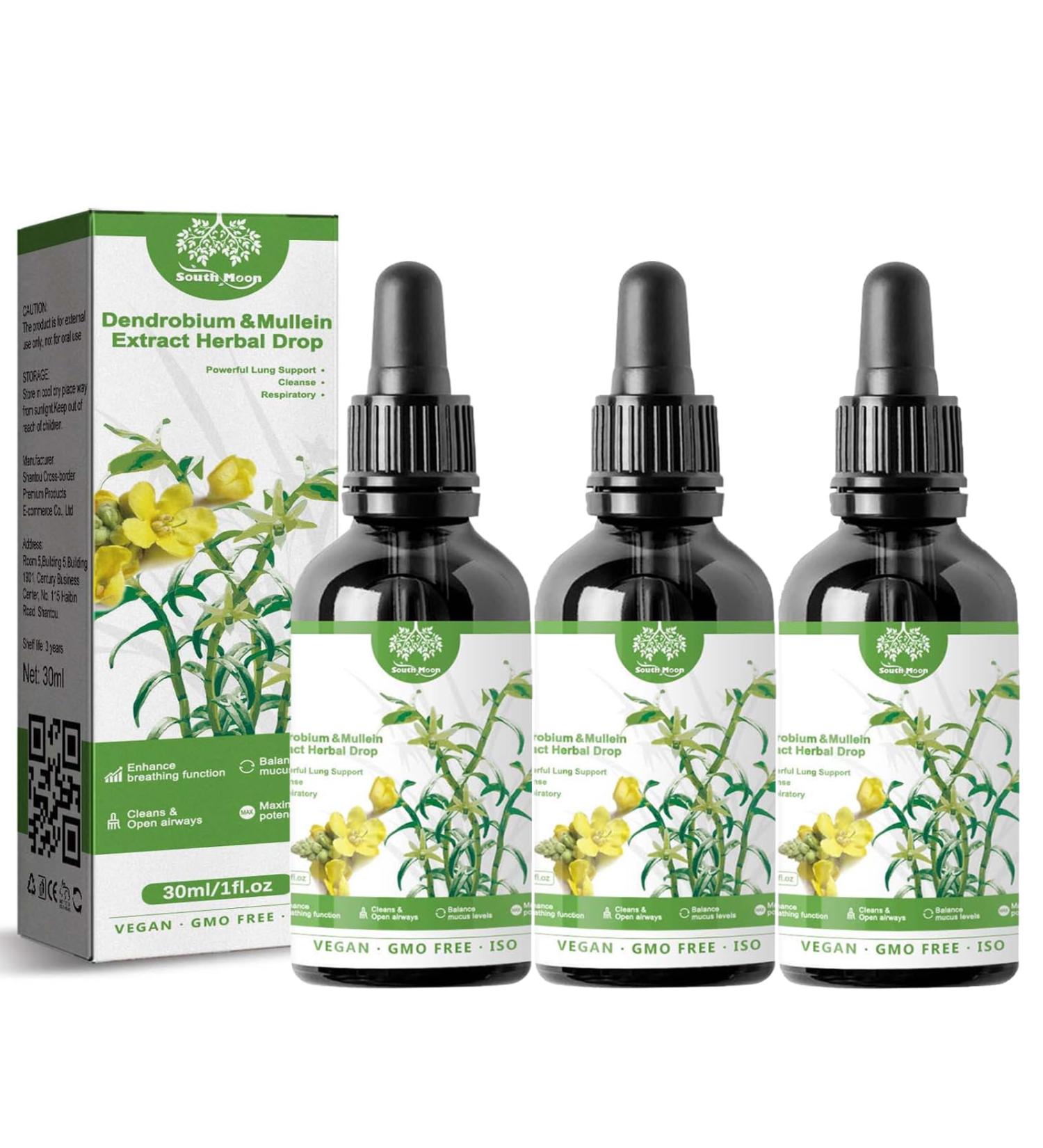 Clearbreath Dendrobium & Mullein Extrait de Gouttes d'herbes Clearbreath Dendrobium & Mullein Extract Soutien pulmonaire puissant Essence Nettoyage et Protection Respiratoire Herbal Essences (3) - Buy Online on GoSupps.com