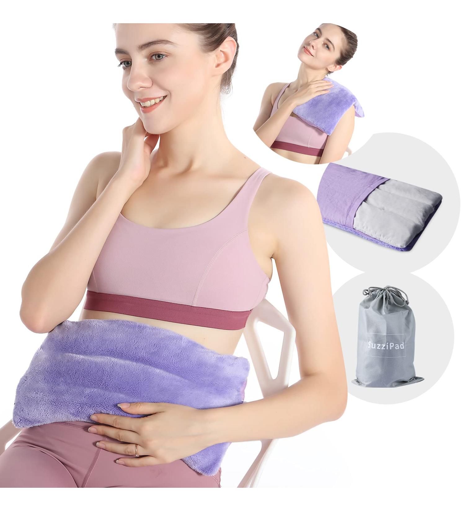 SuzziPad Microwave Heating Pad 8x14 - Multipurpose Heat Pack for Pain Relief - Purple Heat Compress Wrap for Neck, Shoulder, Back, Knee - Moist Heat Therapy for Cramps, Joint Pain, Muscle Ache - Buy Online on GoSupps.com