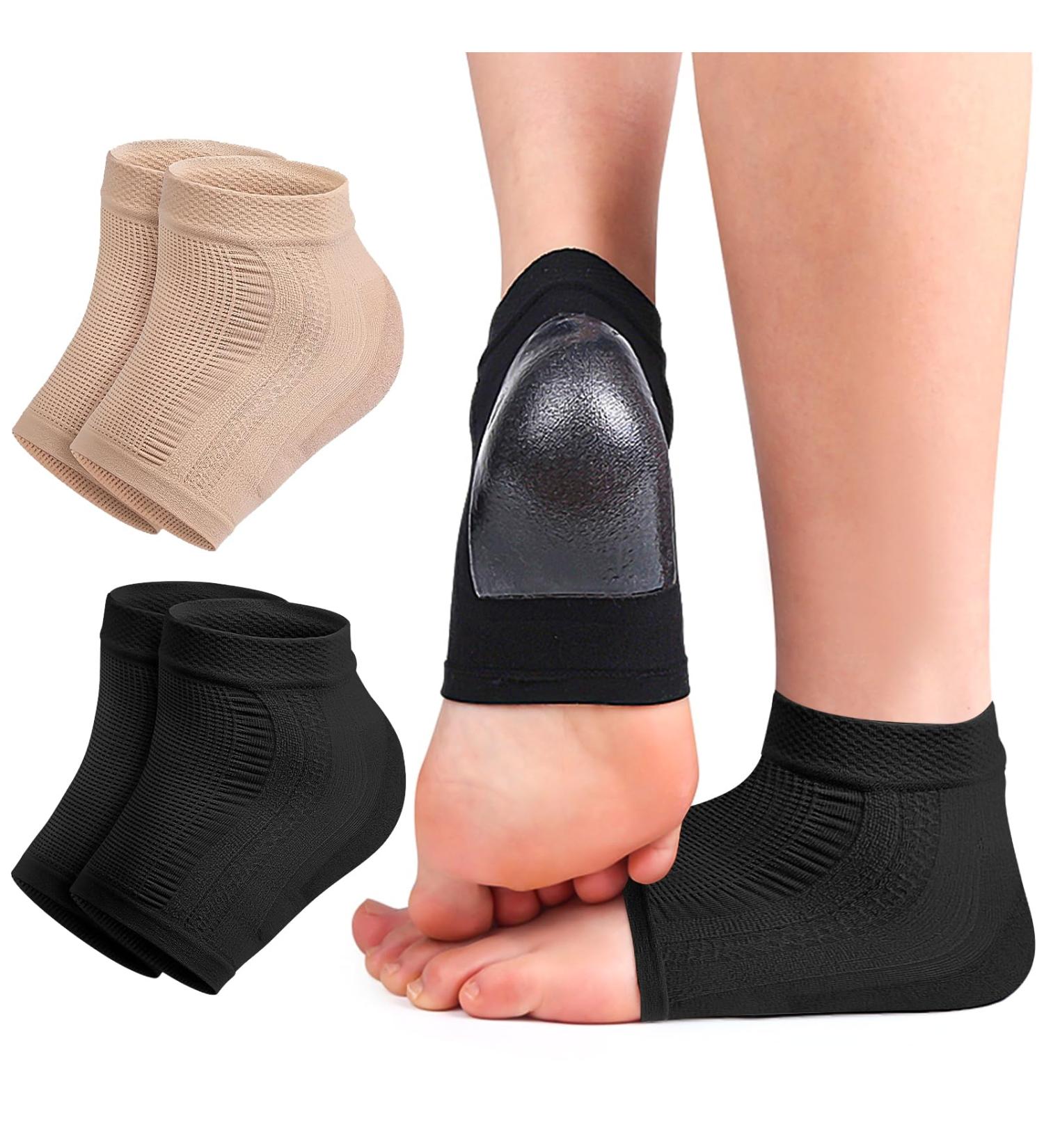 Cracked Heel Treatment Repair Socks - Premium Padded Compression Gel Sleeves for Dry Feet - 2 Pairs Spa Moisturizing Socks (One Size Fits Most - Buy Online on GoSupps.com