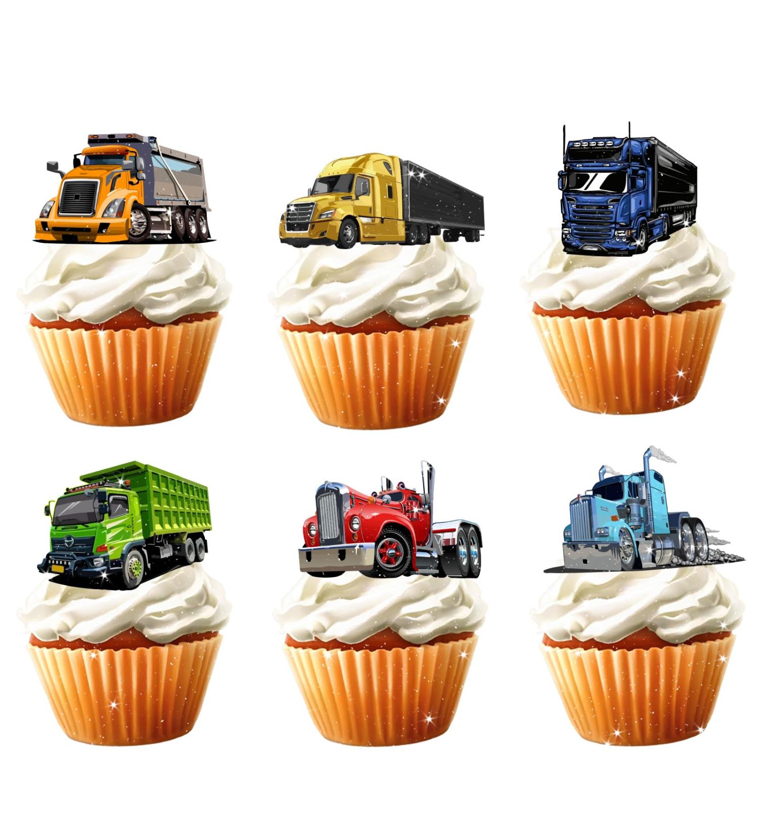 18pcsÂ TruckÂ CupcakeÂ ToppersÂ forÂ BoysÂ MenÂ HappyÂ BirthdayÂ TransportationsÂ ThemeÂ PartyÂ SuppliesÂ SemiÂ TruckÂ BirthdayÂ PartyÂ DecorationsÂ GlitterÂ TruckÂ CakeÂ Decorations - Buy Online on GoSupps.com
