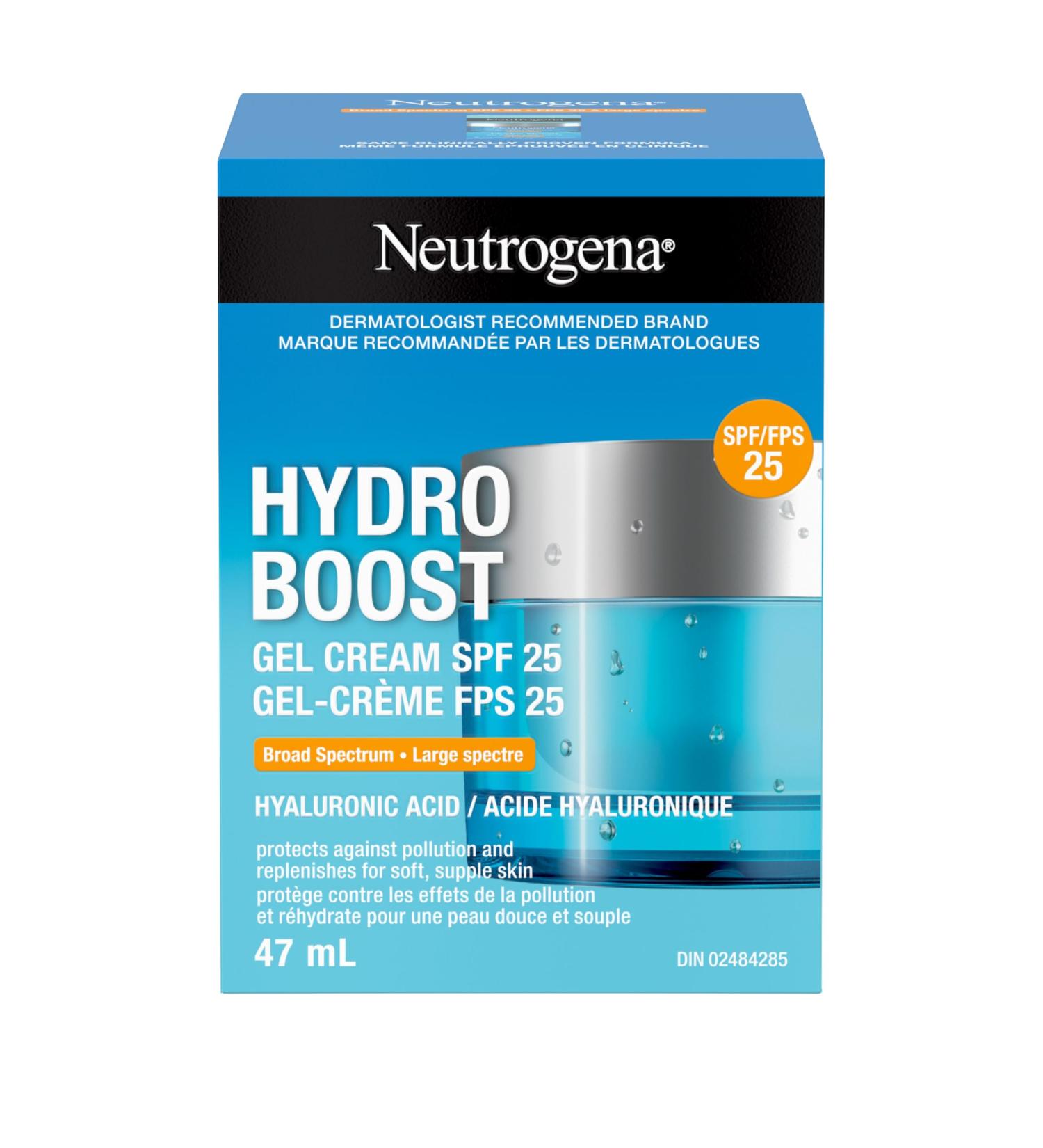 Neutrogena Hydro Boost Gel Cream SPF 25 with Broad Spectrum UVA/UVB Hydrating Hyaluronic Acid & Antioxidant Oil-Free Moisturizer Non-Comedogenic 47 mL Gel Face Cream (SPF 25) - Buy Online on GoSupps.com