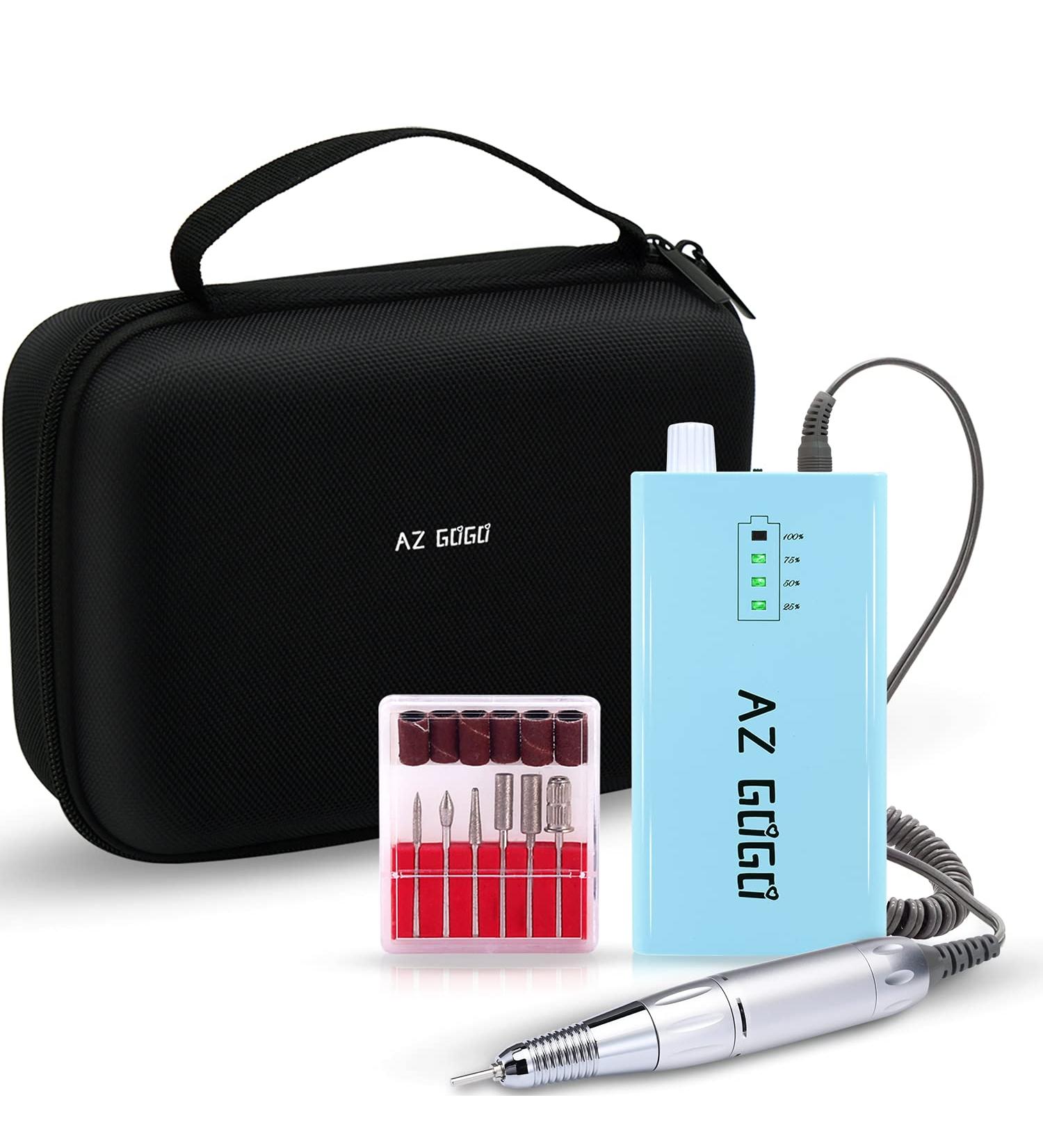 AZ GOGO Professional Nail Drill Machine 30000 rpm - Portable Electric Nail Drill for Acrylic Nails | Efile Manicure/Pedicure Kit (Blue) with EVA Bag - Buy Online on GoSupps.com