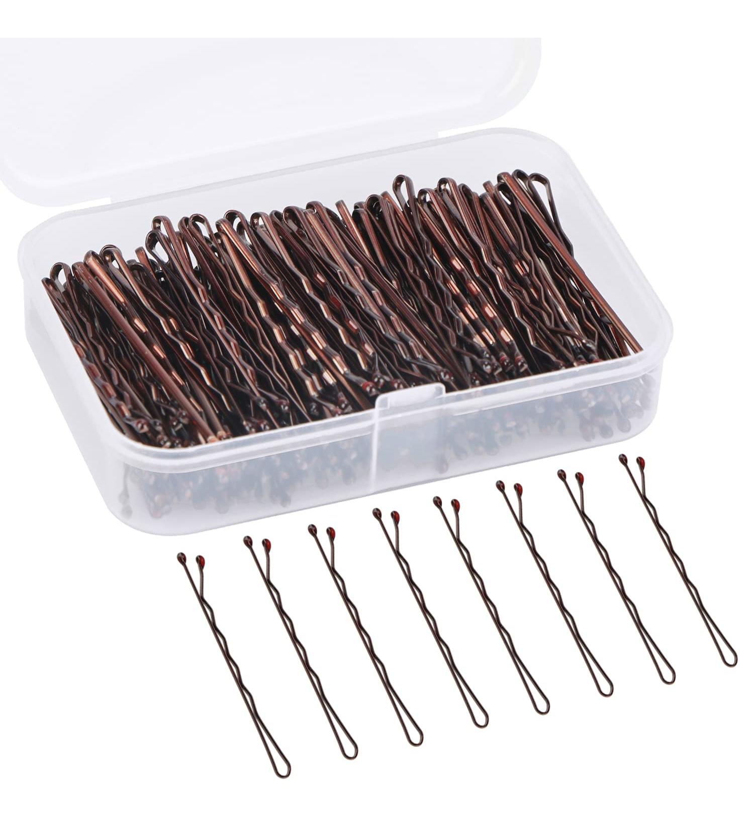 150 Brown Bobby Pins Hair Clips with Storage Box - Women's Hair Styling Grips - Buy Online on GoSupps.com