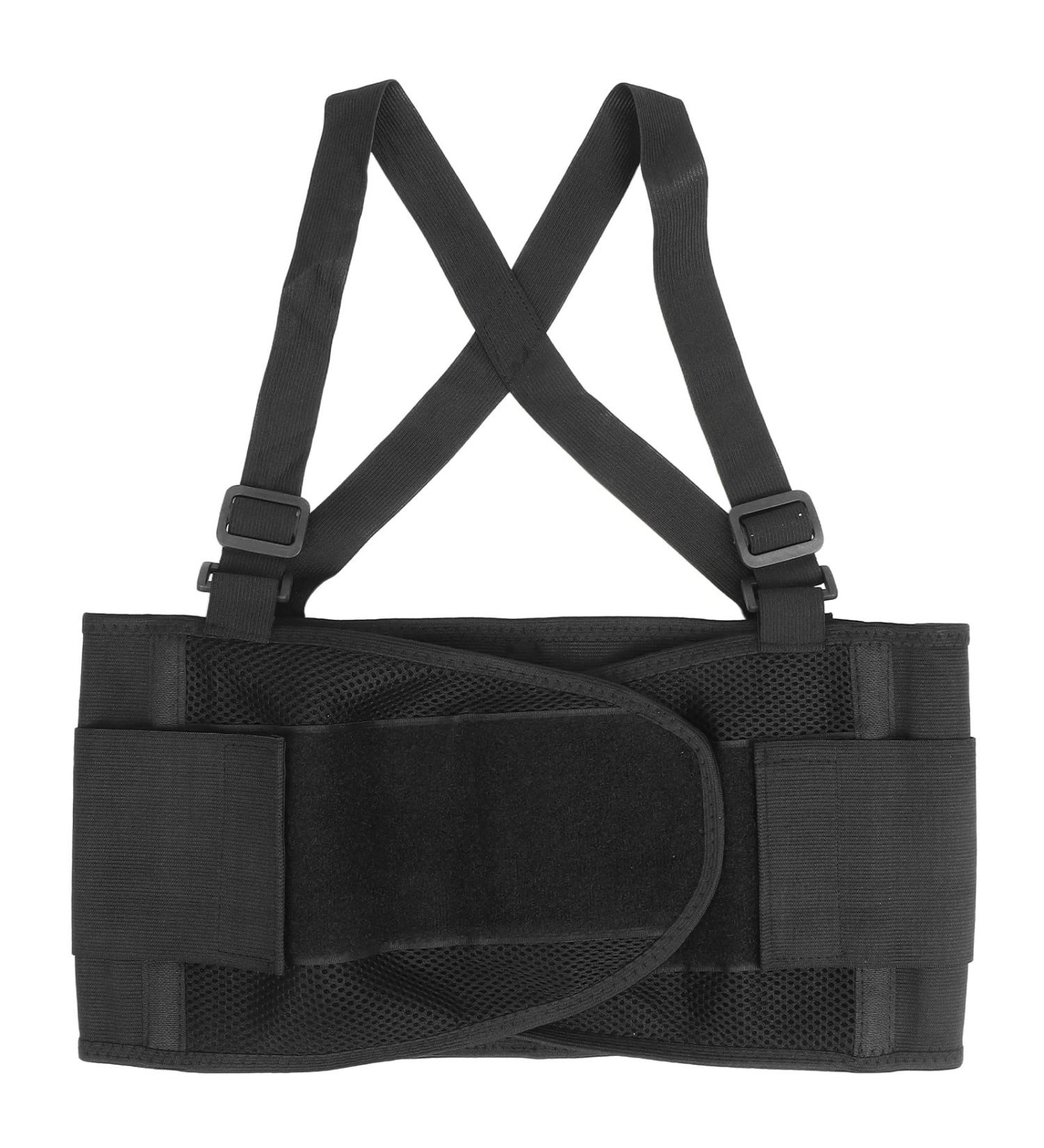 Adjustable Back Bandage Belt - Breathable Nylon/Polyester for Back Pain Relief | Waist Trainer (M-Black) - Buy Online on GoSupps.com