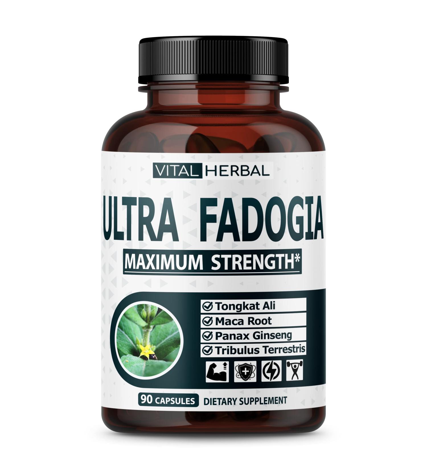 Ultra Fadogia Agrestis 10:1 Extract with Tongkat Ali Capsules - Maximum Strength Energy and Muscle Booster - 9570mg Equivalent - with Ginseng, Maca Root, Tribulus - 90 Count - Buy Online on GoSupps.com